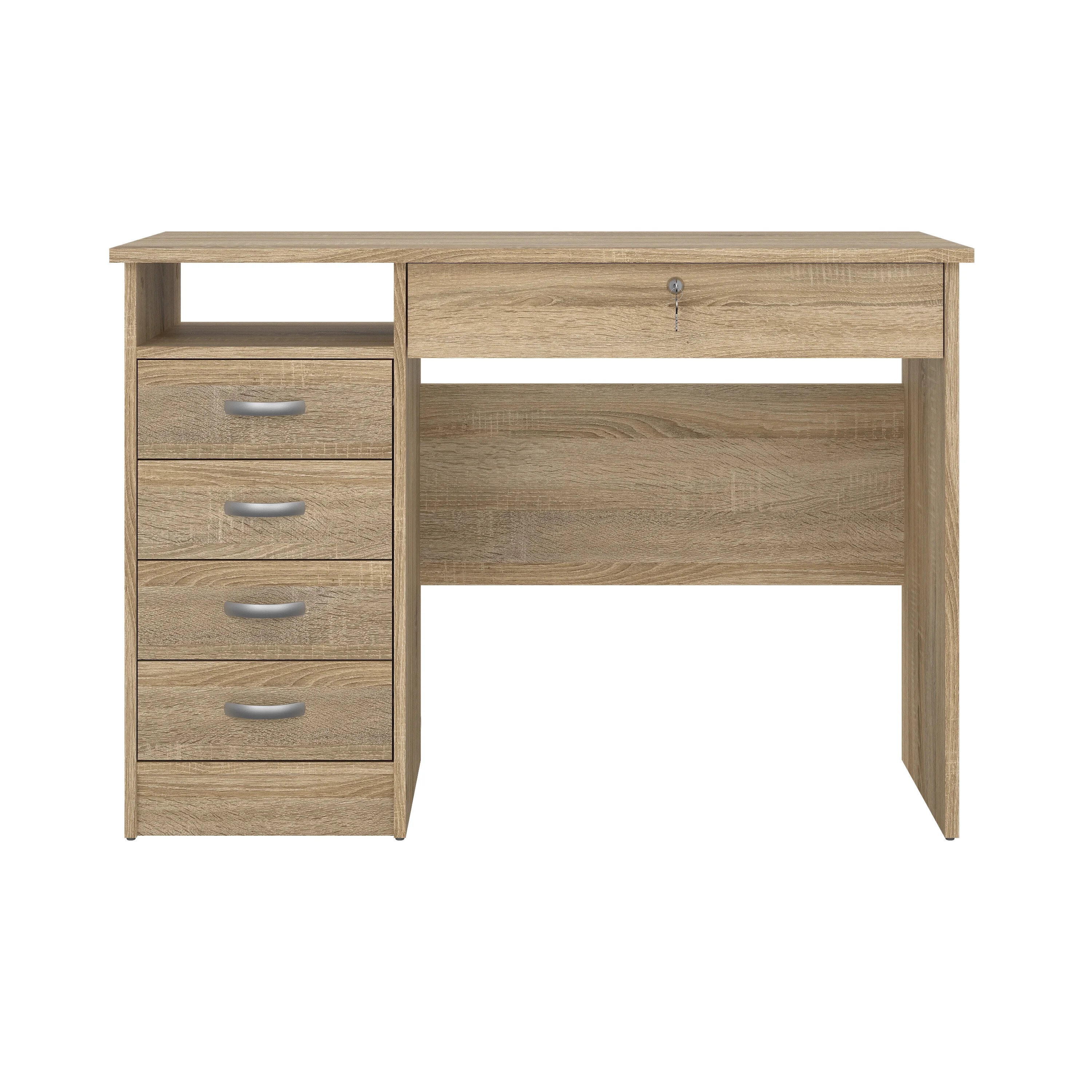 Tvilum Walden 5 Drawer Desk with 1 Locking Drawer for Adults, Oak Finish