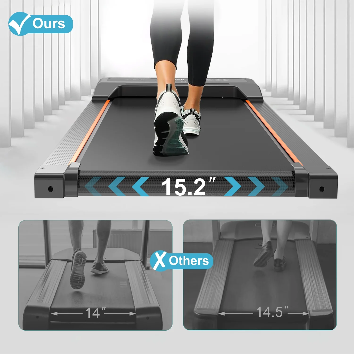 SWERTOY Walking Pad Running Machine Walking Machine for Home Under Desk Treadmill with LED Display and 12 Preset Programs 2.25HP Portable Treadmill Jogging Machine for Office Small Space
