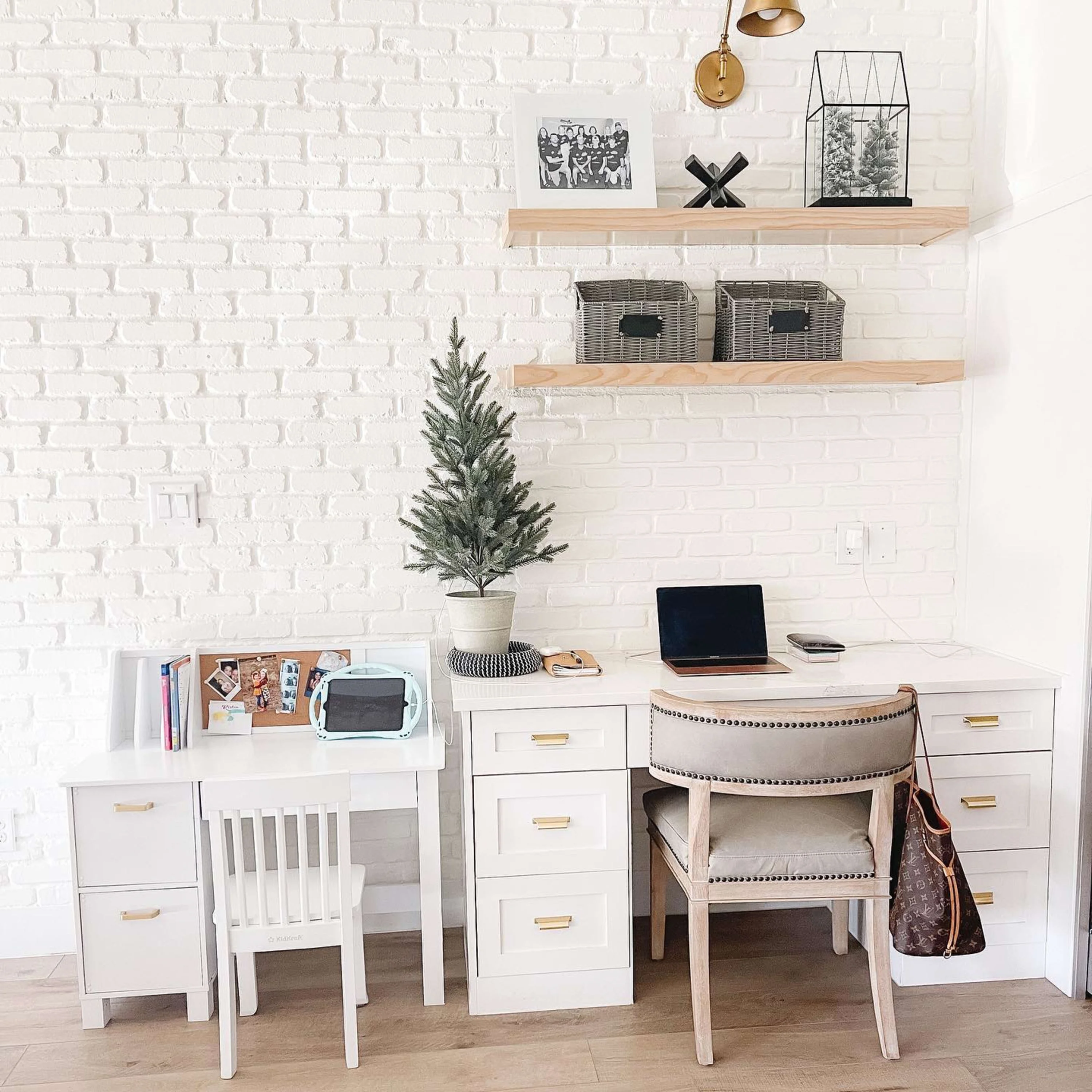 KidKraft Children's Wooden Study Desk with Chair, White, for Ages 5
