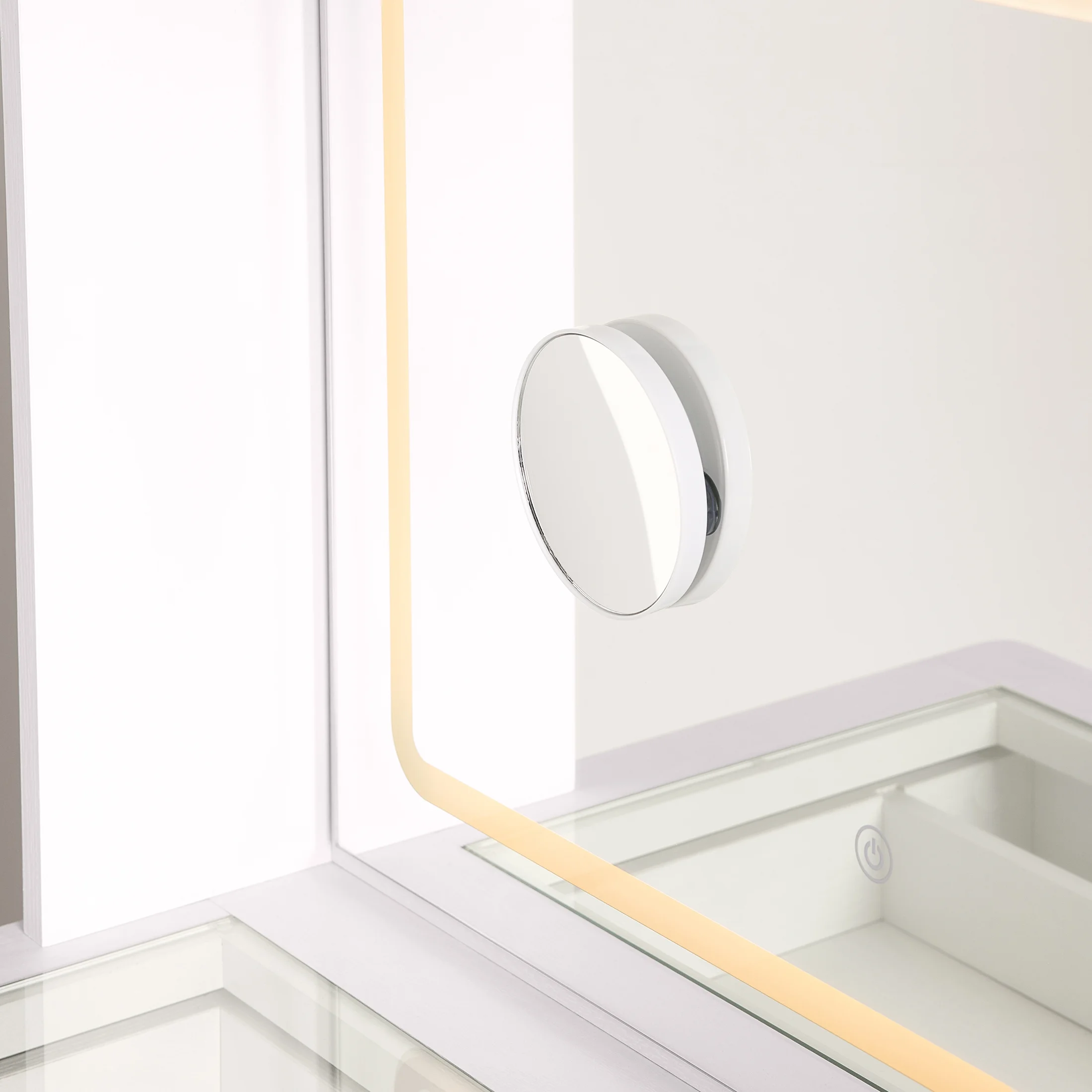 Better Homes & Gardens Lillian Vanity Desk with LED Lighted Mirror, White Finish