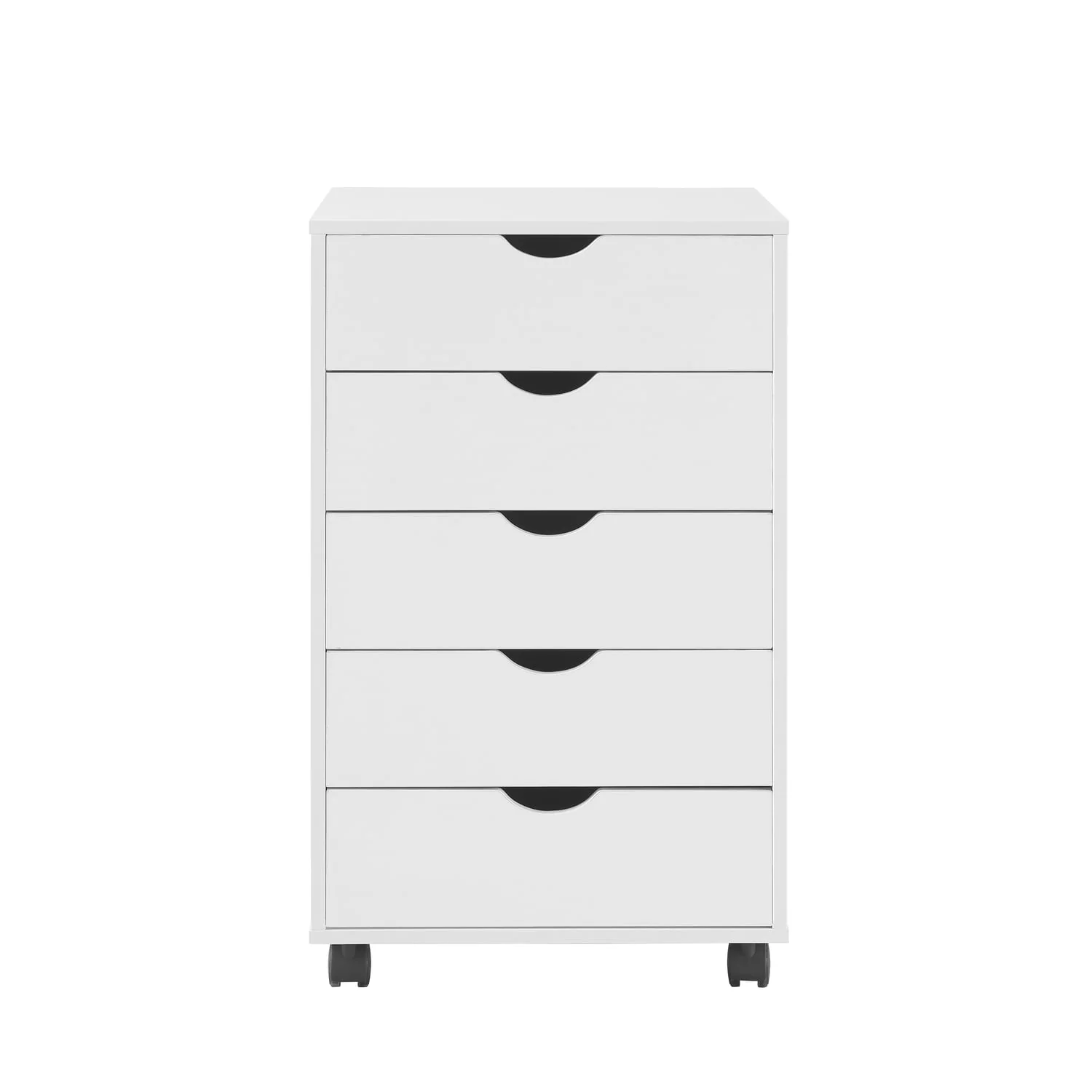 Naomi Home 5 Drawer Office Storage File Cabinet, Under desk storage file cabinets for Home Office, Office Organization Filing Cabinet with Wheels, Printer stand with storage, 180 lbs Capacity – White