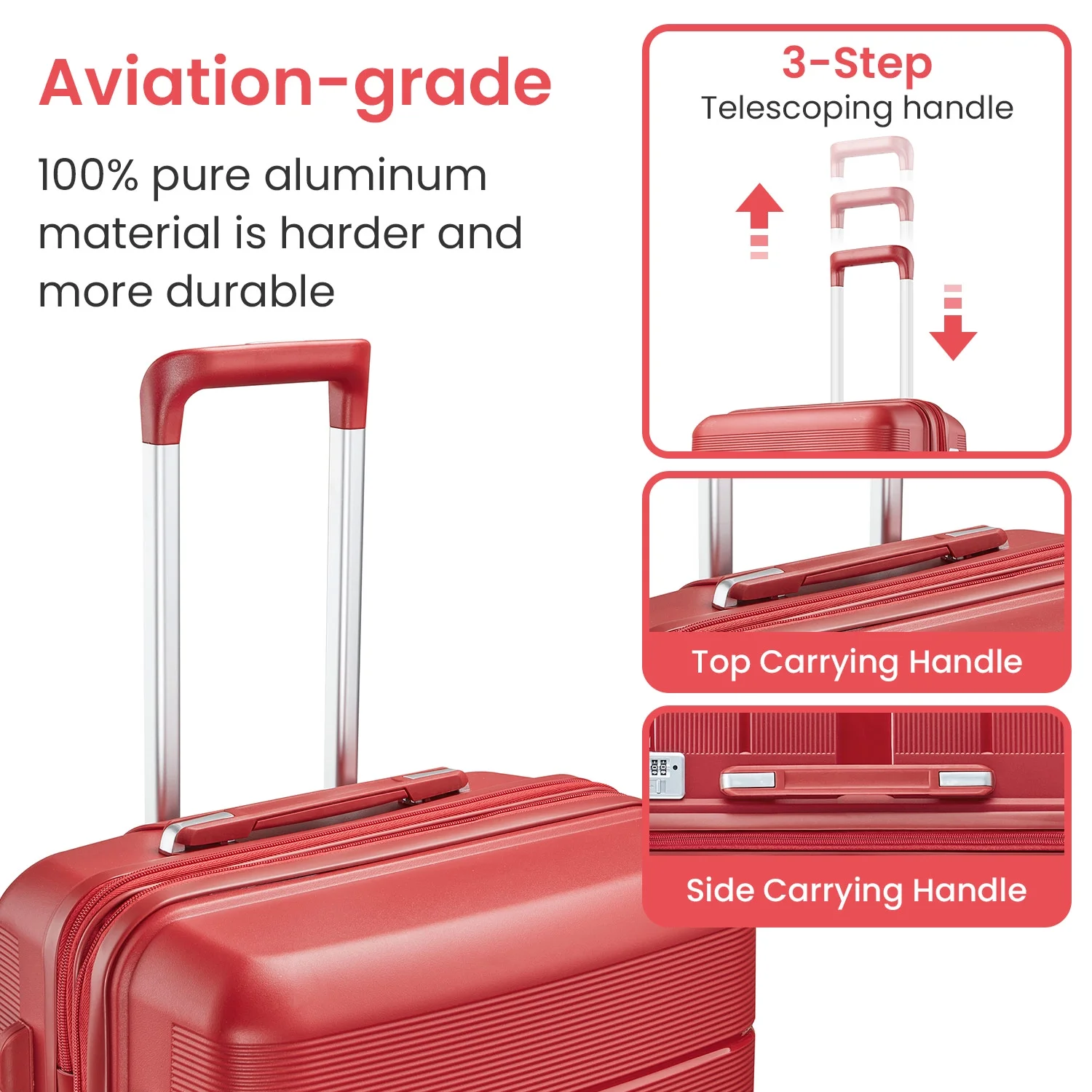 4 Piece Luggage Set, Expandable Lightweight Suitcase Set, PP Materials Travel Luggage with TSA Lock Spinner Wheels, White (14/20/24/28)