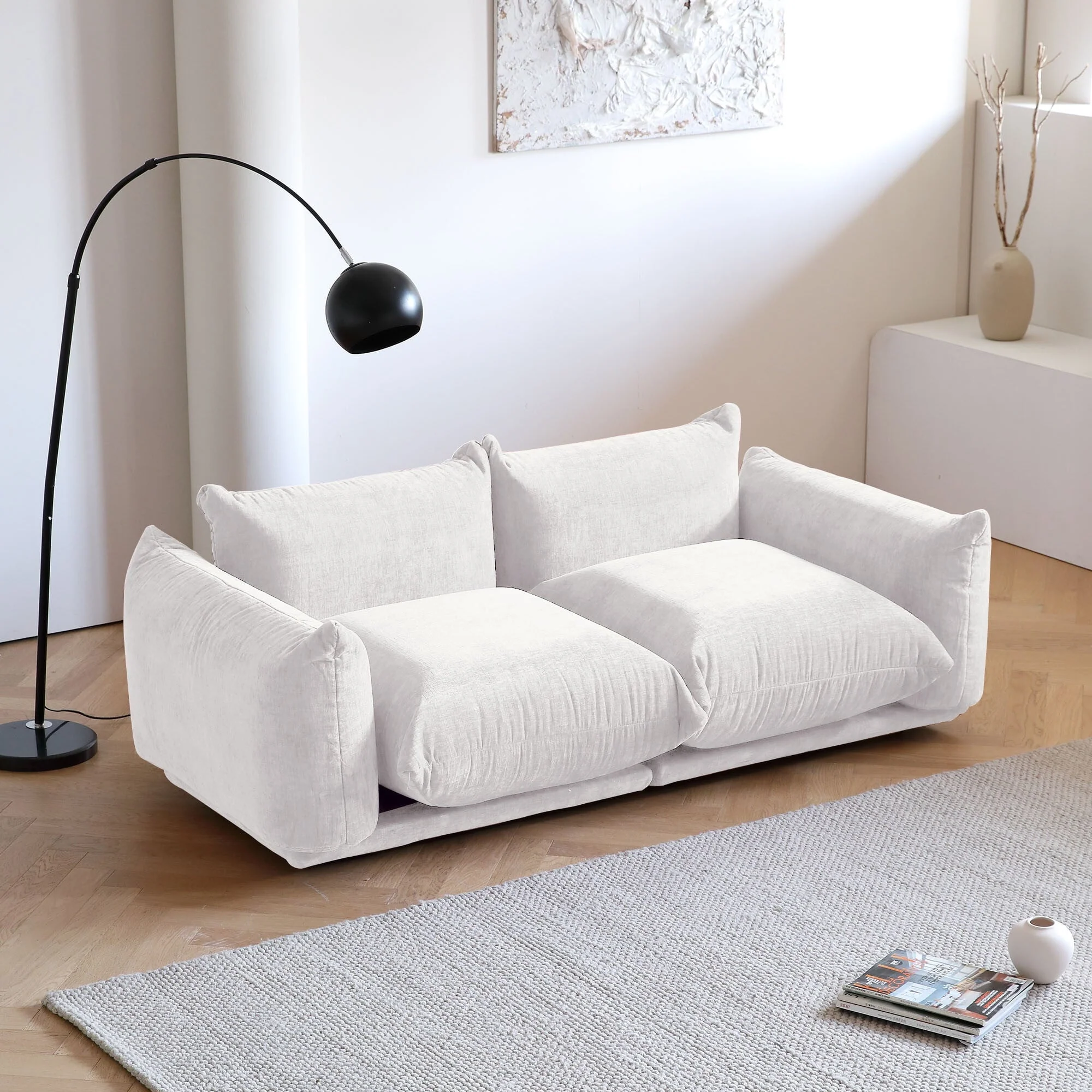 Magic Home Loveseat Sofa Couch,2-Seat Sofa Chenille Couch for Bedroom,Living Room,Apartment and Small Space,Beige