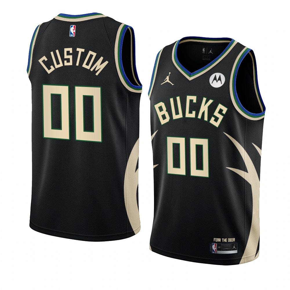 Custom Milwaukee Bucks 2022-23 Statement Jersey