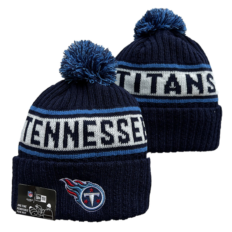 Men's  Black Tennessee TitansRepeat Cuffed Knit Hat with Pom