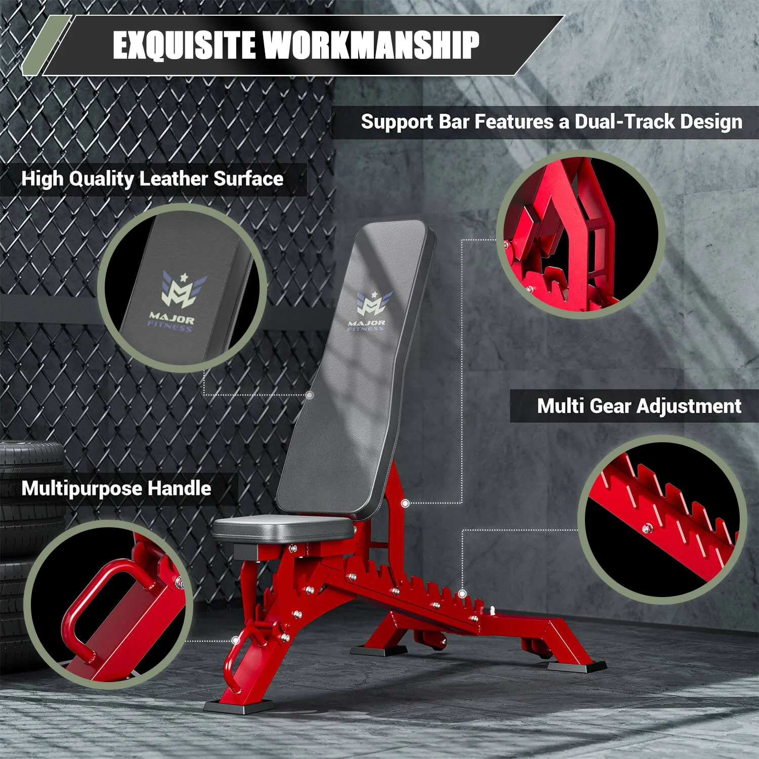 Major Fitness Adjustable Bench | 1300Lbs Capacity Weight Bench PLT01