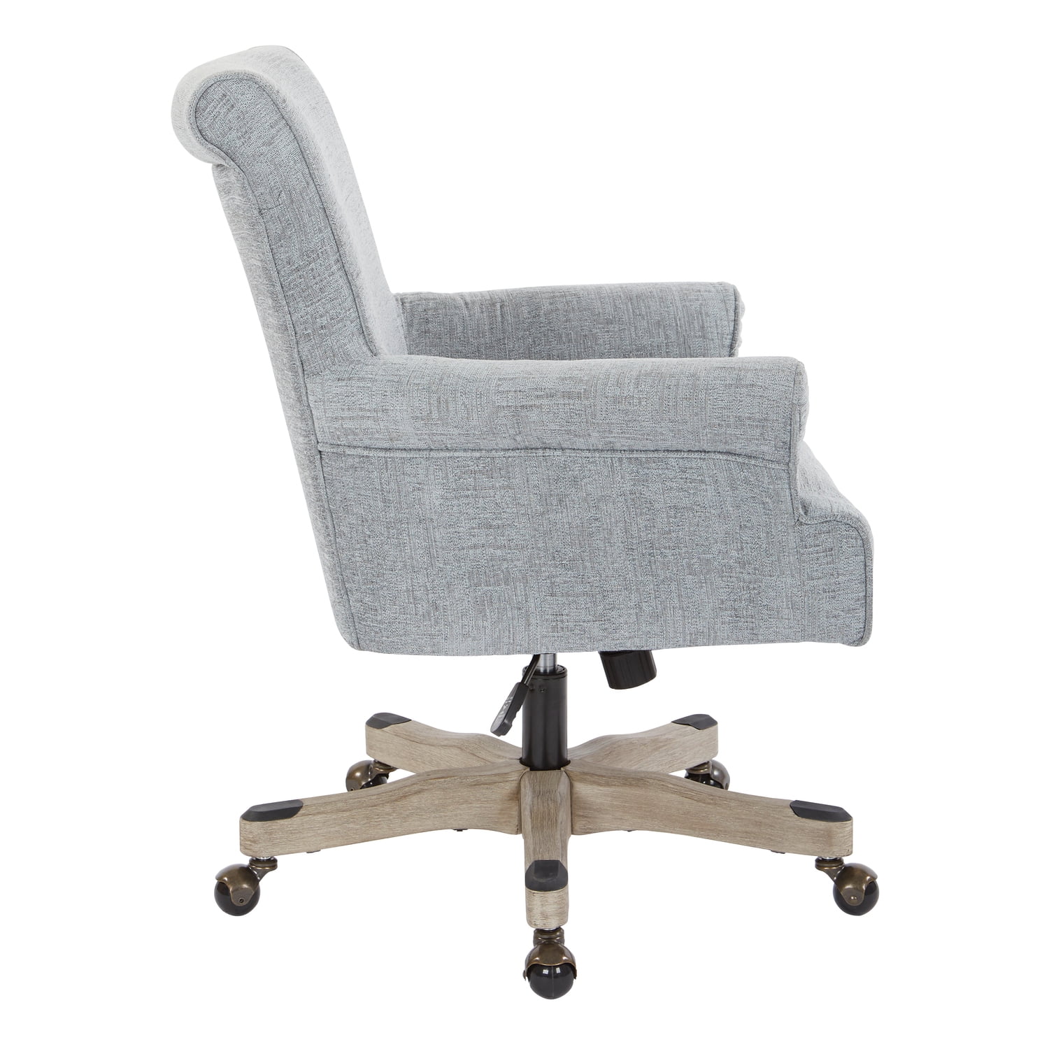 Megan Office Chair in Olive Green Fabric with Grey Wash Wood