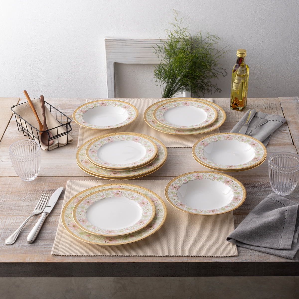 Noritake Blooming Splendor 12-Piece Dinnerware Set, Service for 4
