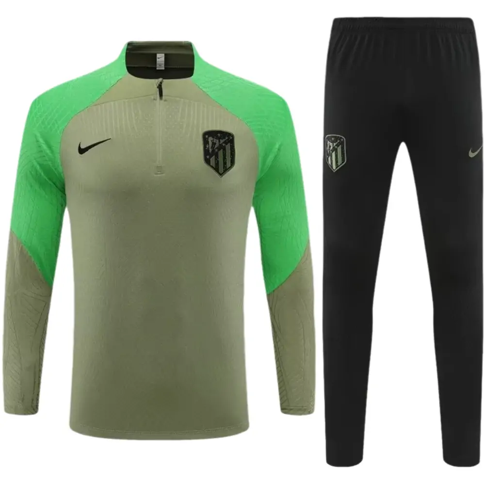 2023/2024 Atletico Madrid Half Pull Training Wear Green Jersey Set