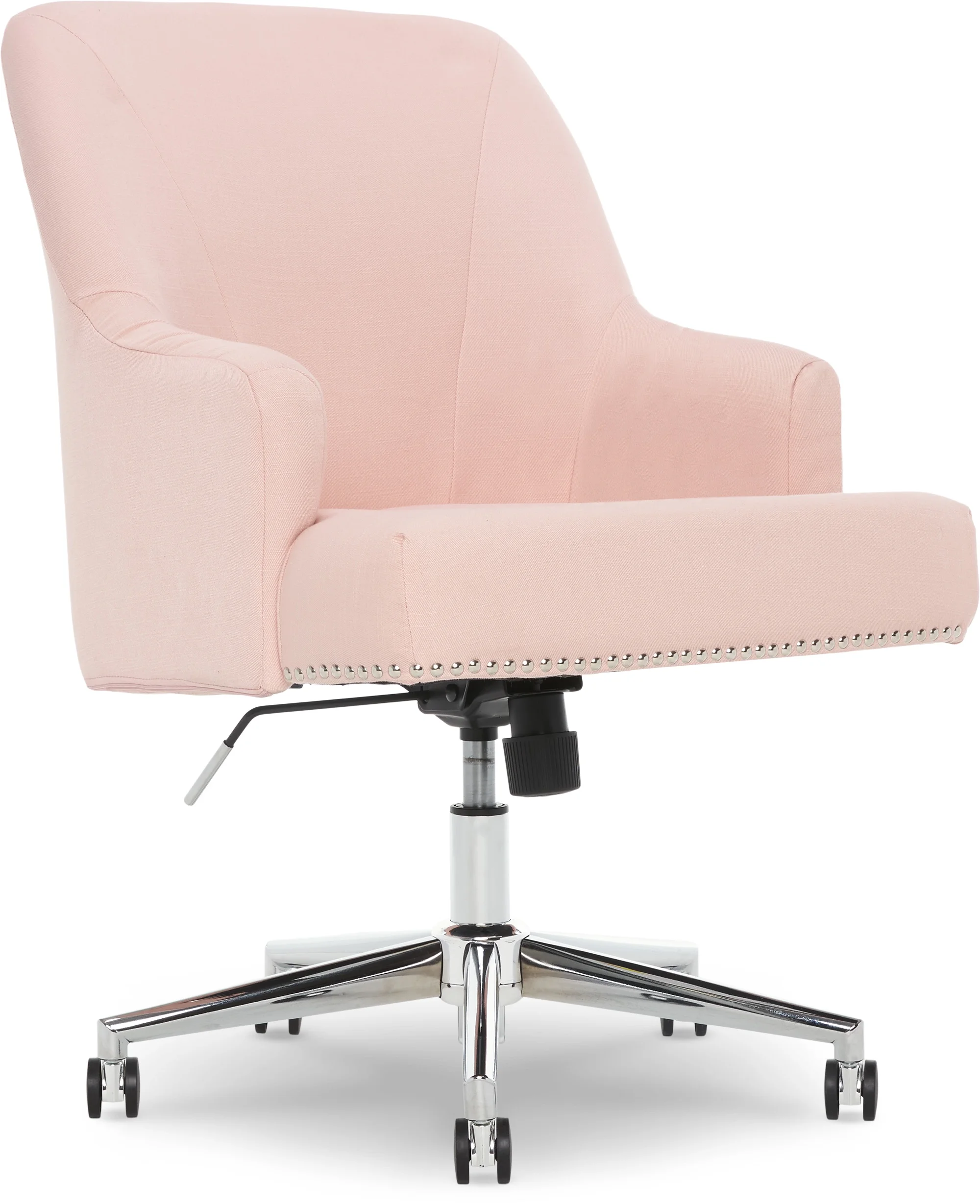 Serta Leighton Home Office Desk Chair Chrome Nailheads Twill Fabric Lilac Purple
