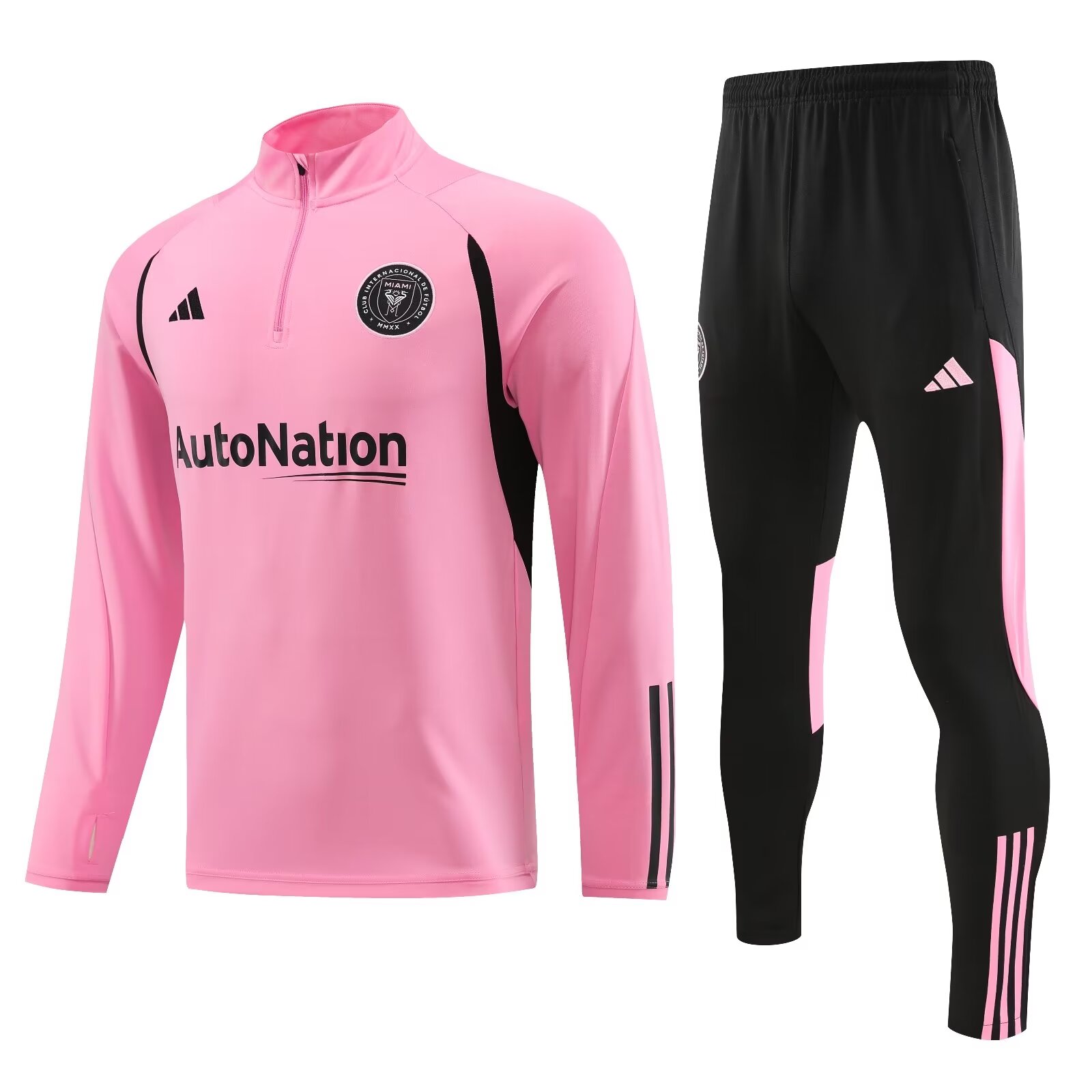 2023/2024 Inter Miami Half Pull Training Wear Pink Football Shirt 1:1 Thailand Quality Suit