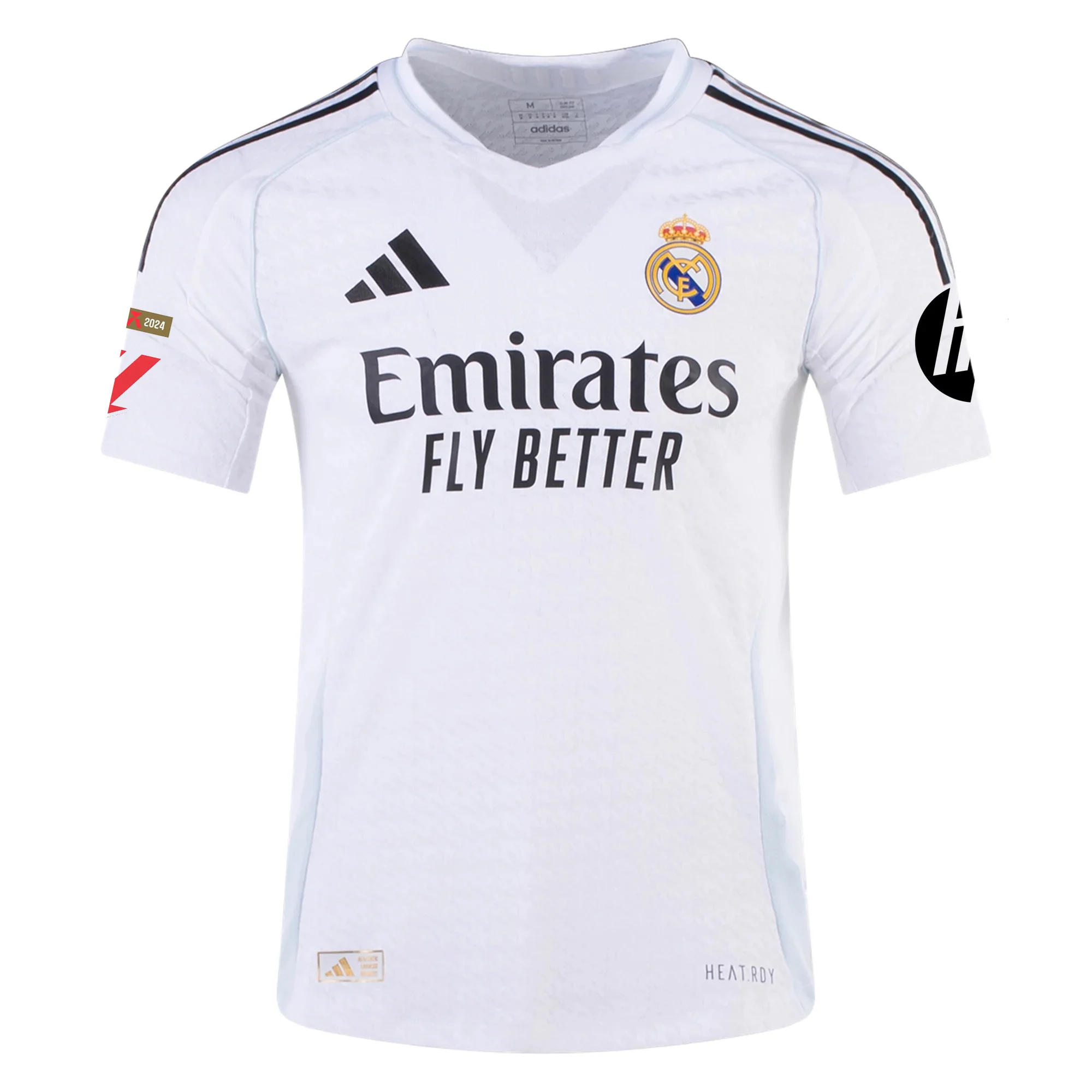 adidas Valverde Real Madrid Authentic Home Jersey w/ La Liga Patches 24/25 (White/Black)