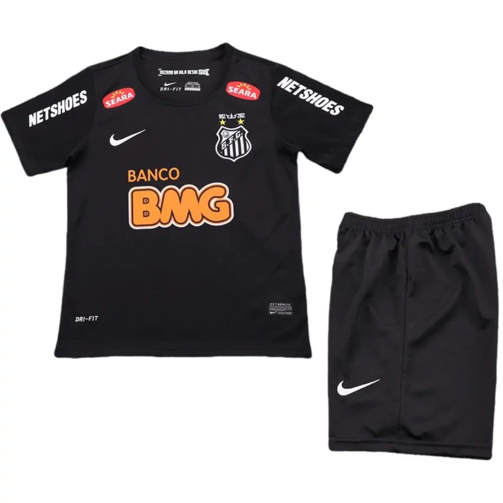 2013 Santos Black Retro Kids Jersey Set - Fans Edition