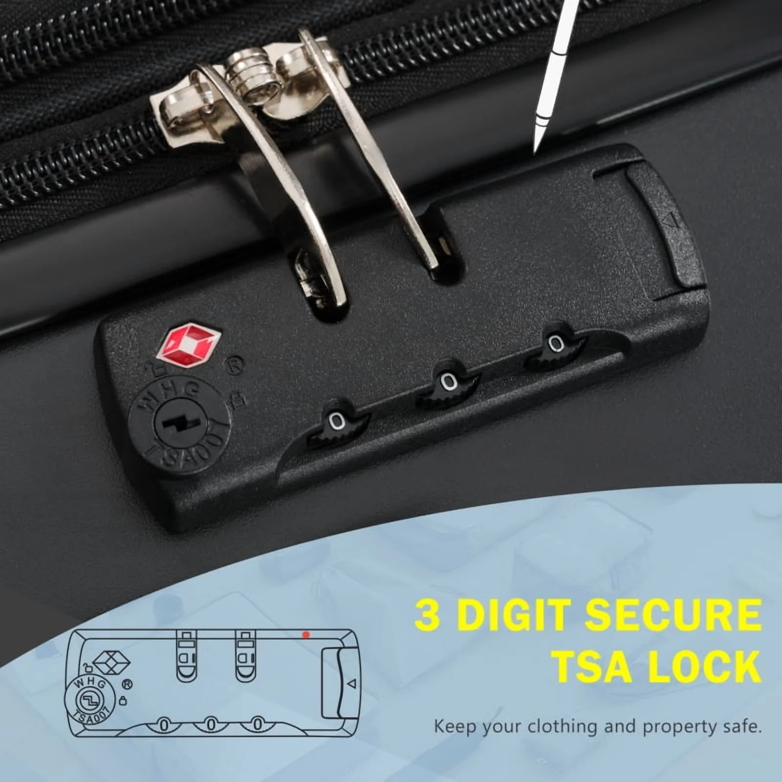 Front Opening Luggage Set 3 Piece, Hardside Carry on Suitcase with USB Port, Expandable Luggage with Handle Bag Spinner Wheels TSA Lock