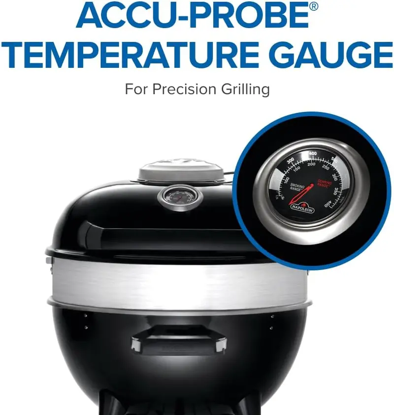 18-Inch Charcoal Kettle Grill with Stainless Steel Spacer Ring. 240 sq in Cooking Surface. and All-Terrain 7″ Wheels
