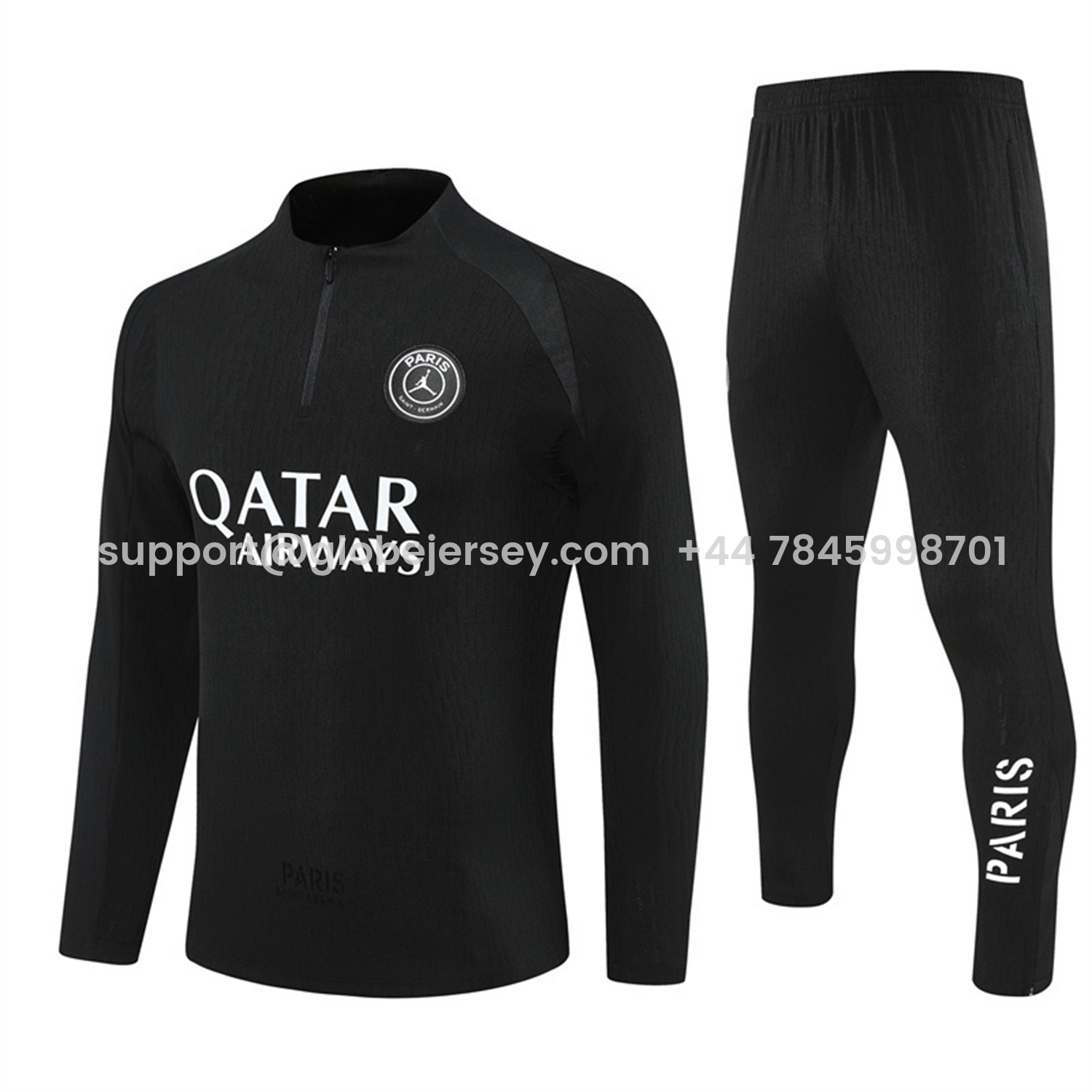 Paris Saint-Germain PSG 25-26 Jordan Long Sleeve Training Set - Pure Black Top & Pants