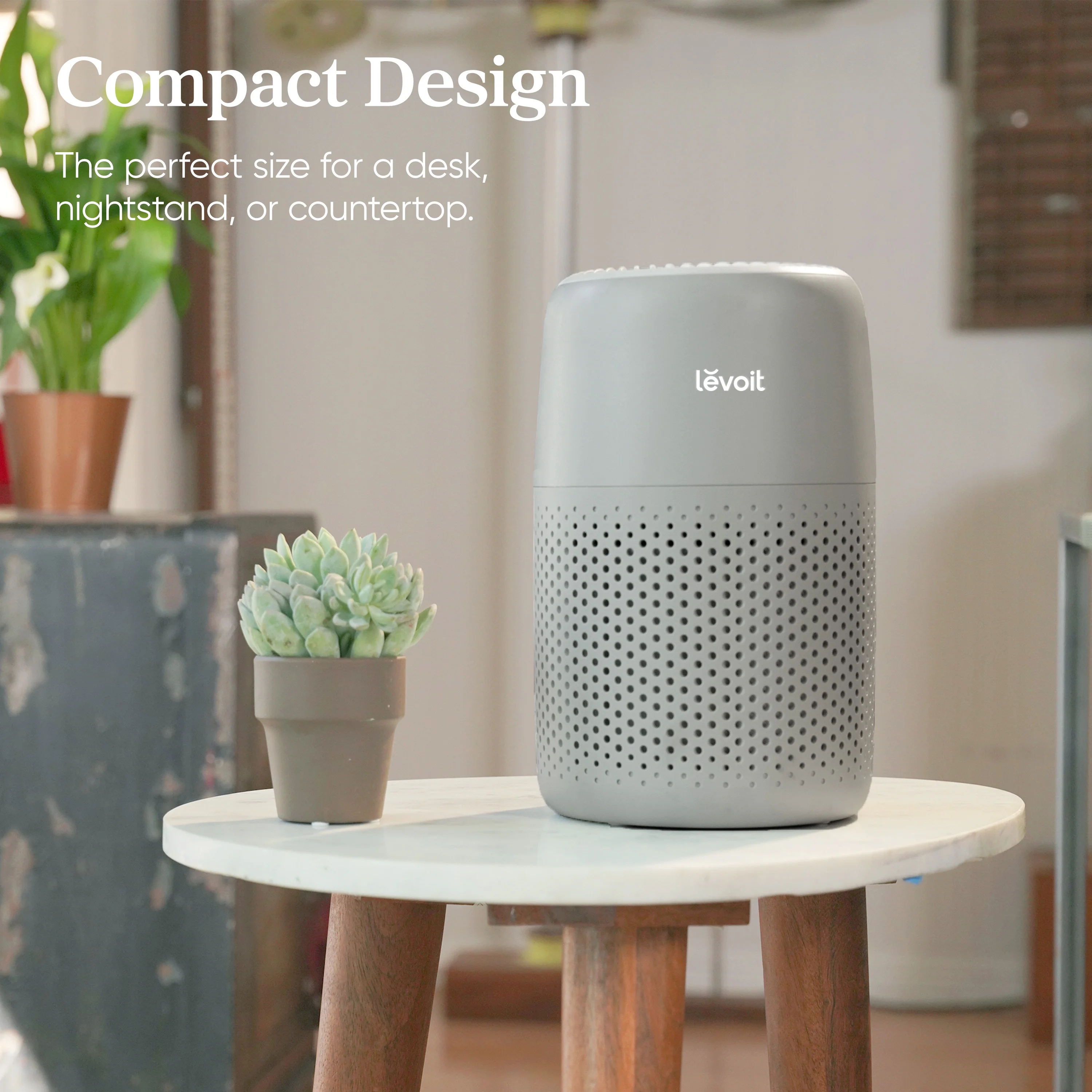 (3 pack) Levoit Core Mini-P 255 Sq Ft 3-Stage Filter Desktop Air Purifier with Aromatherapy, Gray