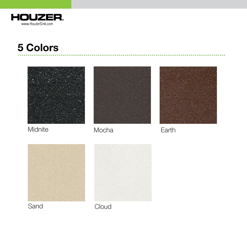 Houzer Quartztone 16 in Slate Granite Composite Dual Mount Topmount or Undermount Single Bowl Bar Sink - E-100 SLATE