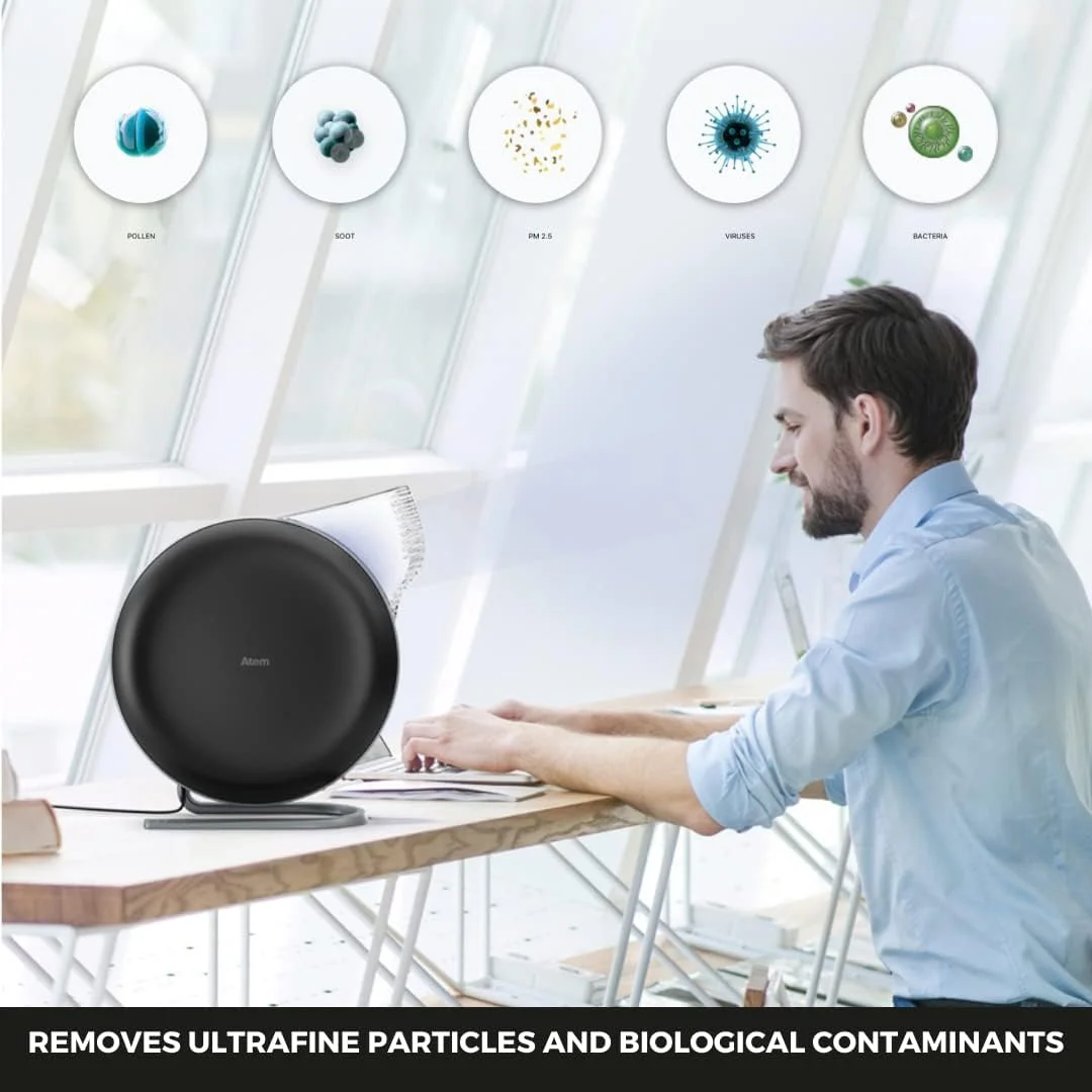 IQAir Atem Desk Personal HyperHEPA Air Purifier - Filters 99% of allergens, asthma triggers, airborne pollutants, odors and gasses - Perfect for offices or other small rooms (White)