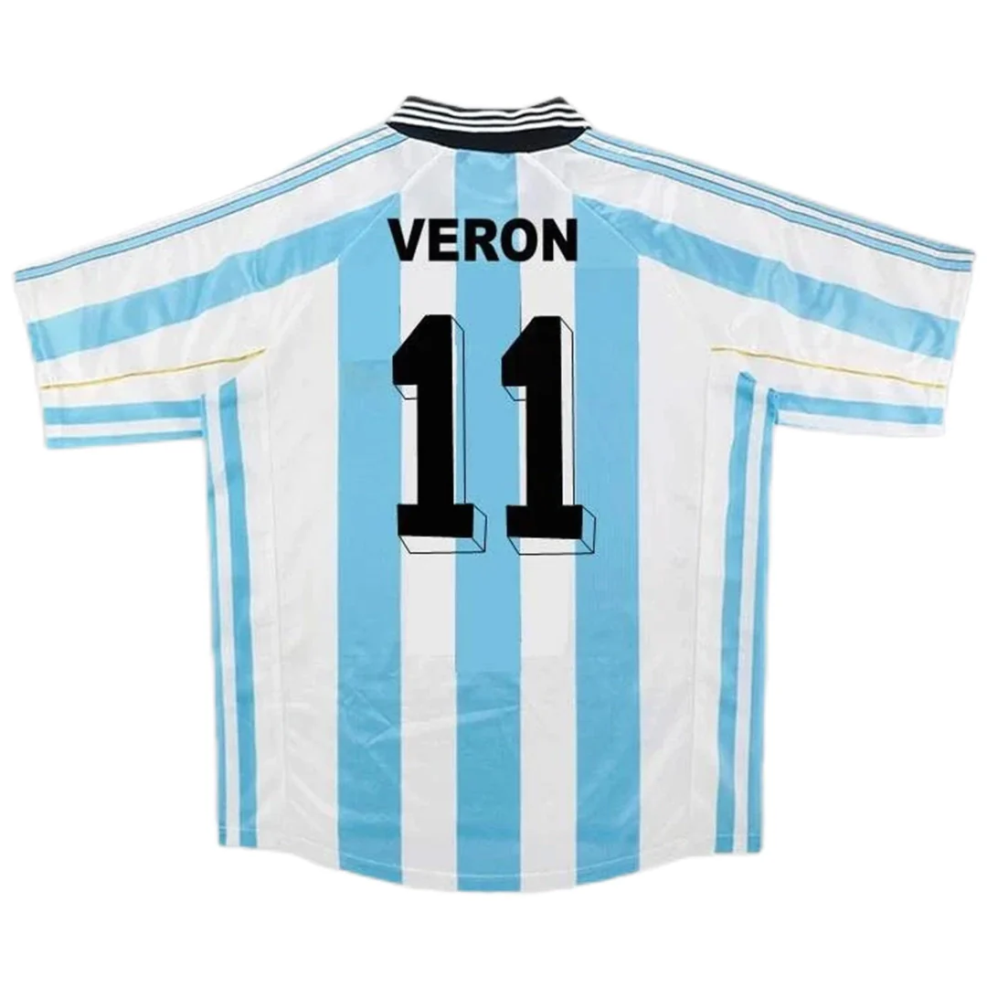 VERON #11 Argentina 1998 Home Retro Football Jersey