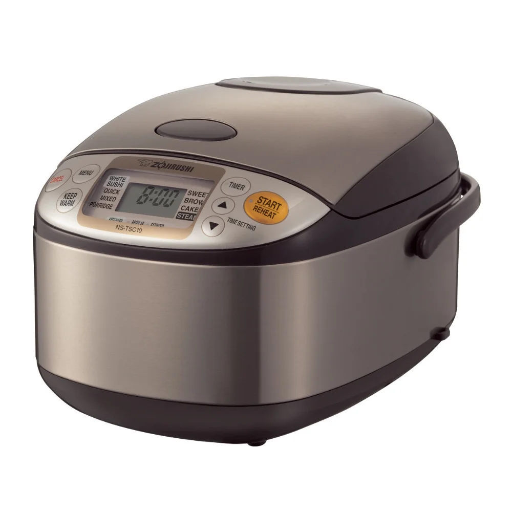 Zojirushi Micom Rice Cooker and Warmer (5.5-Cup/ Stainless Brown) with Bowl and Spoon