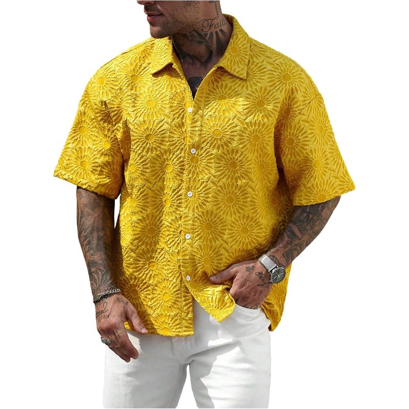 Men's Half Sleeve Button Down Floral Shirts