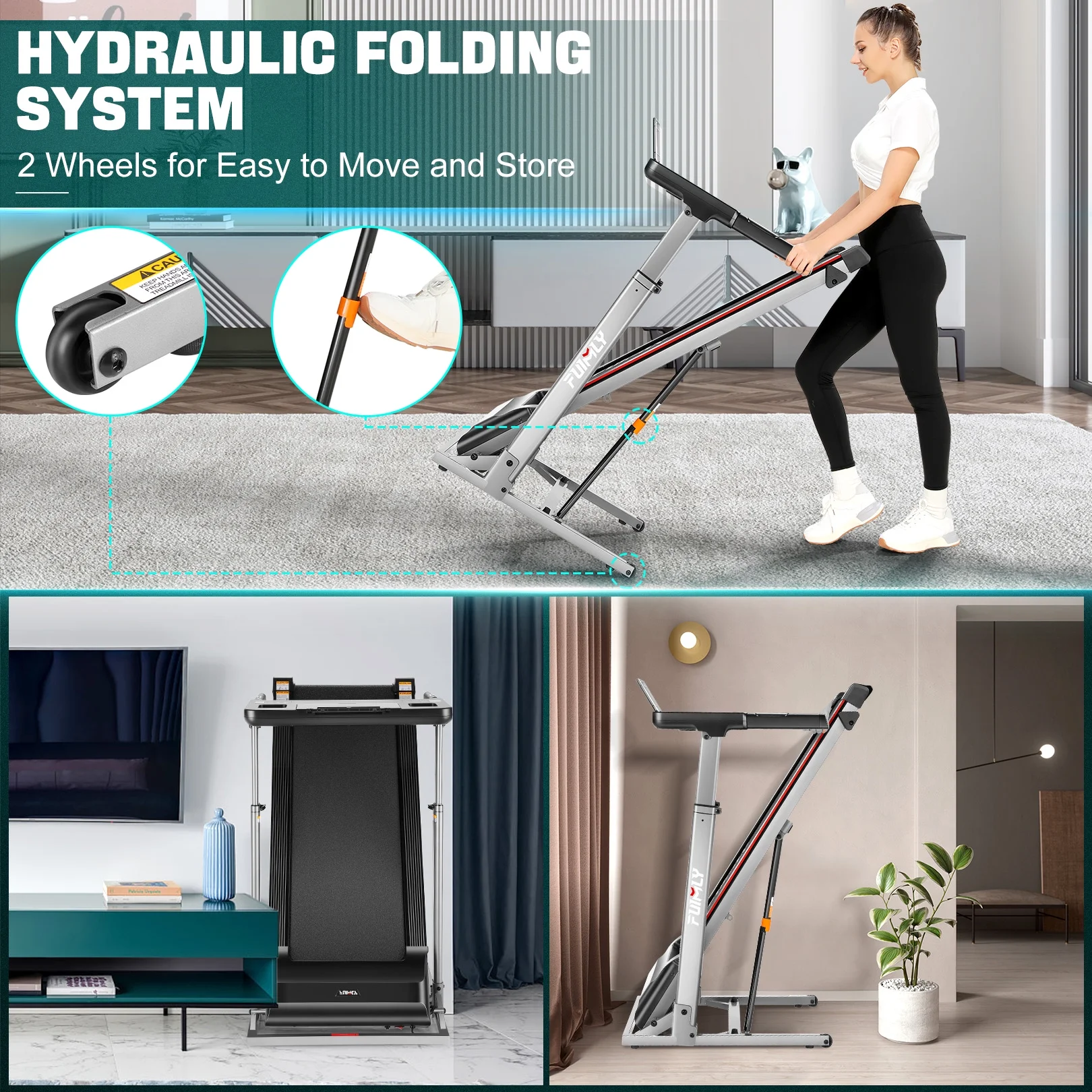 Ancheer Folding Treadmill with Incline, Treadmill with Adjustable Height Desk & Removable iPad Holder,Speed Range 0.6-7.5 mph,300 LBS Weight Capacity