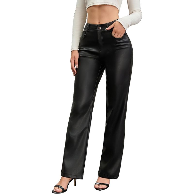 Women's High Waist Faux Leather Pants