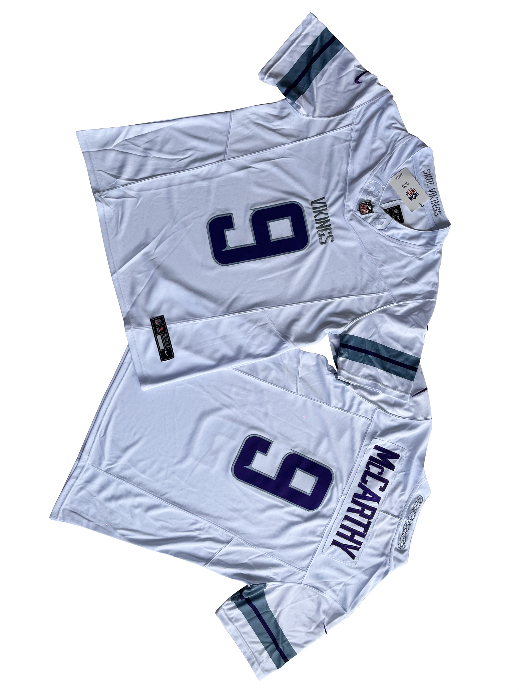 Men's Minnesota Vikings J.J. McCarthy White Alternate Vapor F.U.S.E. Limited Jersey.