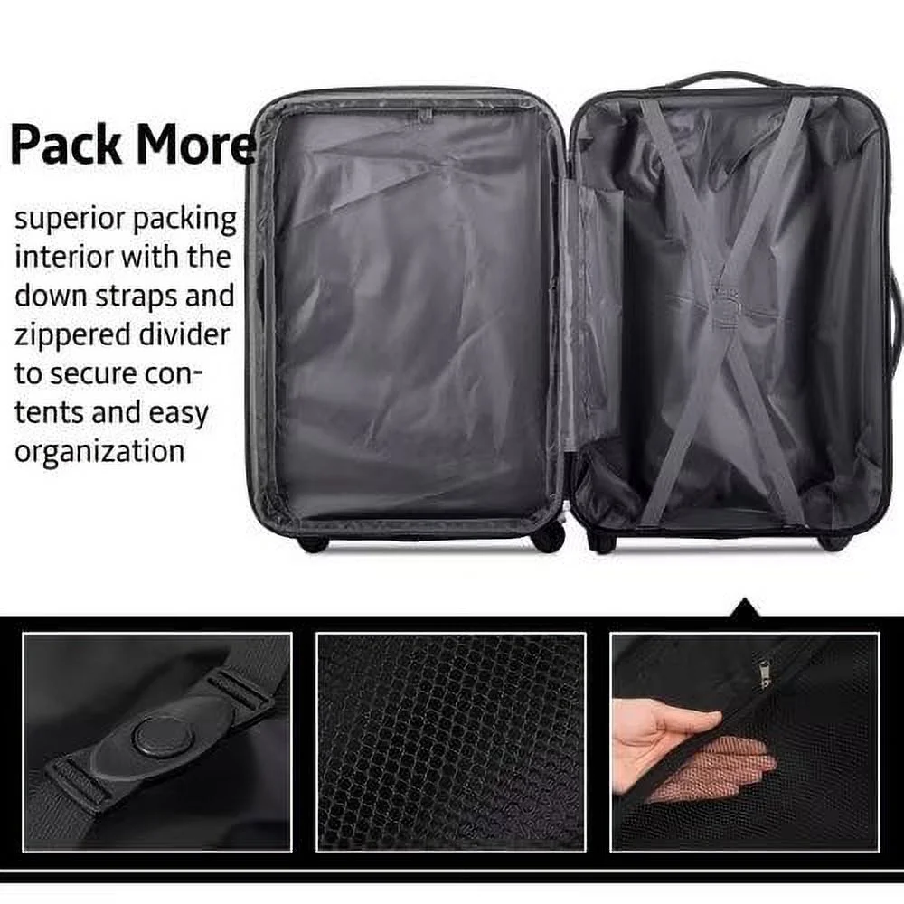Expandable Suitcase Set of 3 with Double Spinner Wheels, Indestructible PP Material Hard Shell Luggage Sets TSA Lock, Carry on Expandable, Lightweight,20