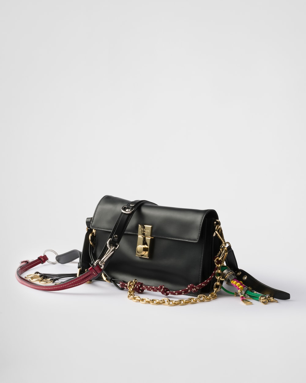 Soft Sound Small Leather Shoulder Bag With Charms