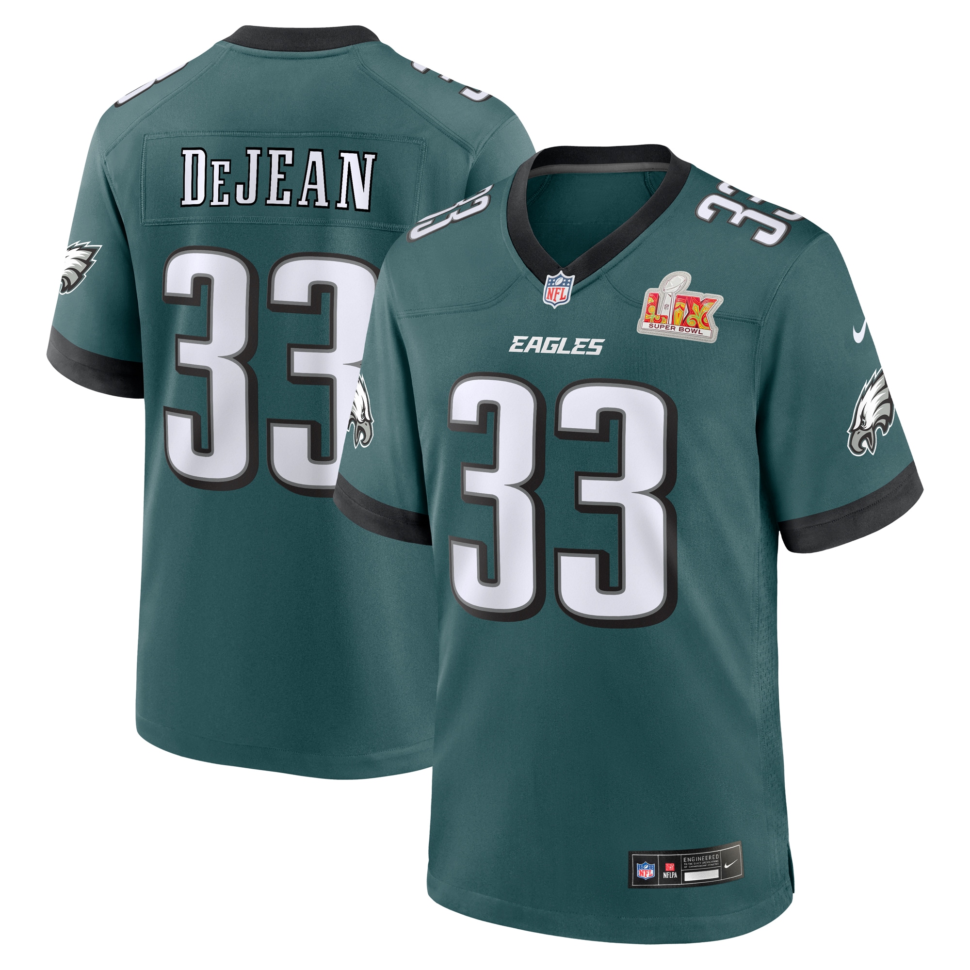 Philadelphia Eagles Cooper DeJean Midnight Green Super Bowl LIX Game Jersey