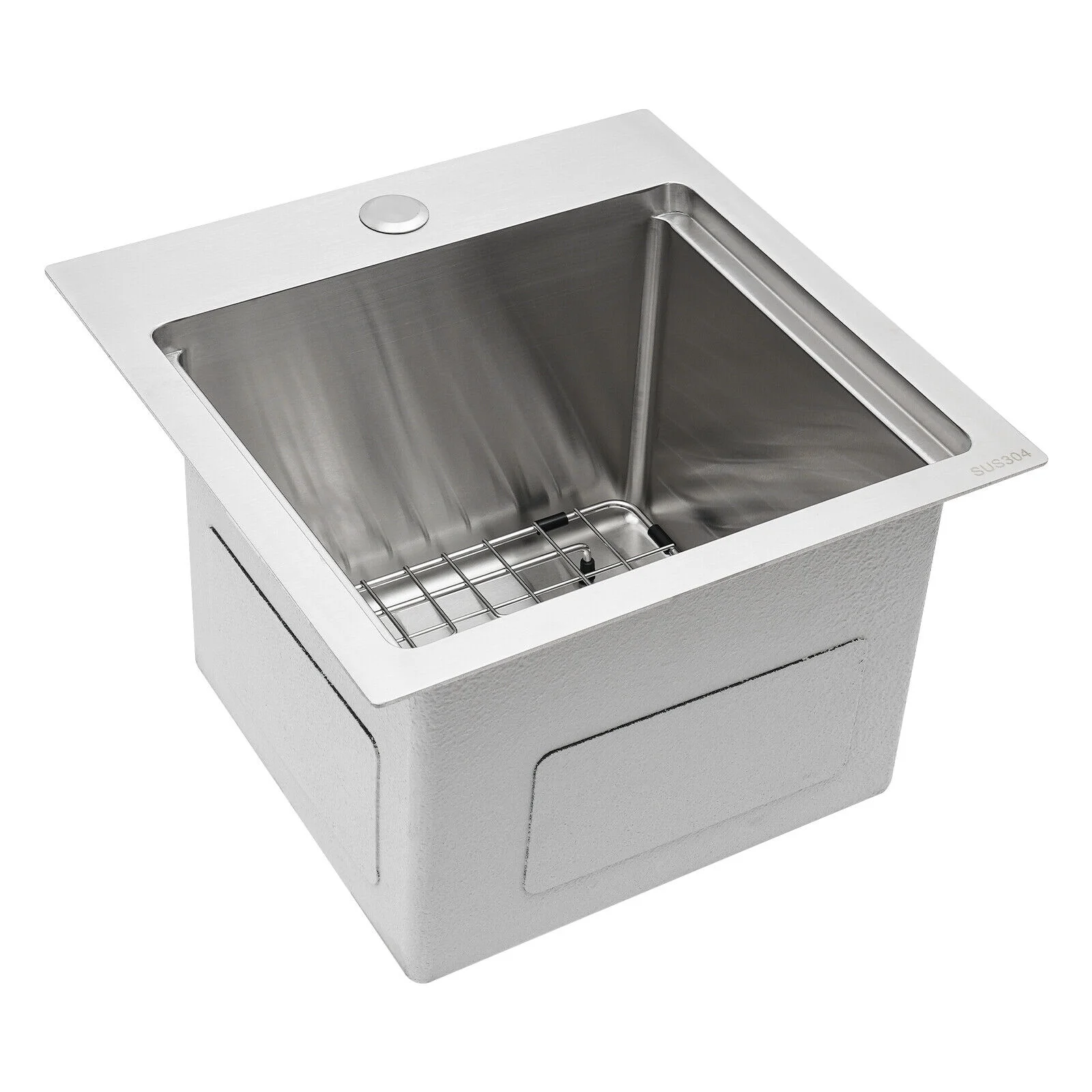 15 x 15 inch Stainless Steel Drop-in Bar Sink Topmount Kitchen Sink Single Bowl