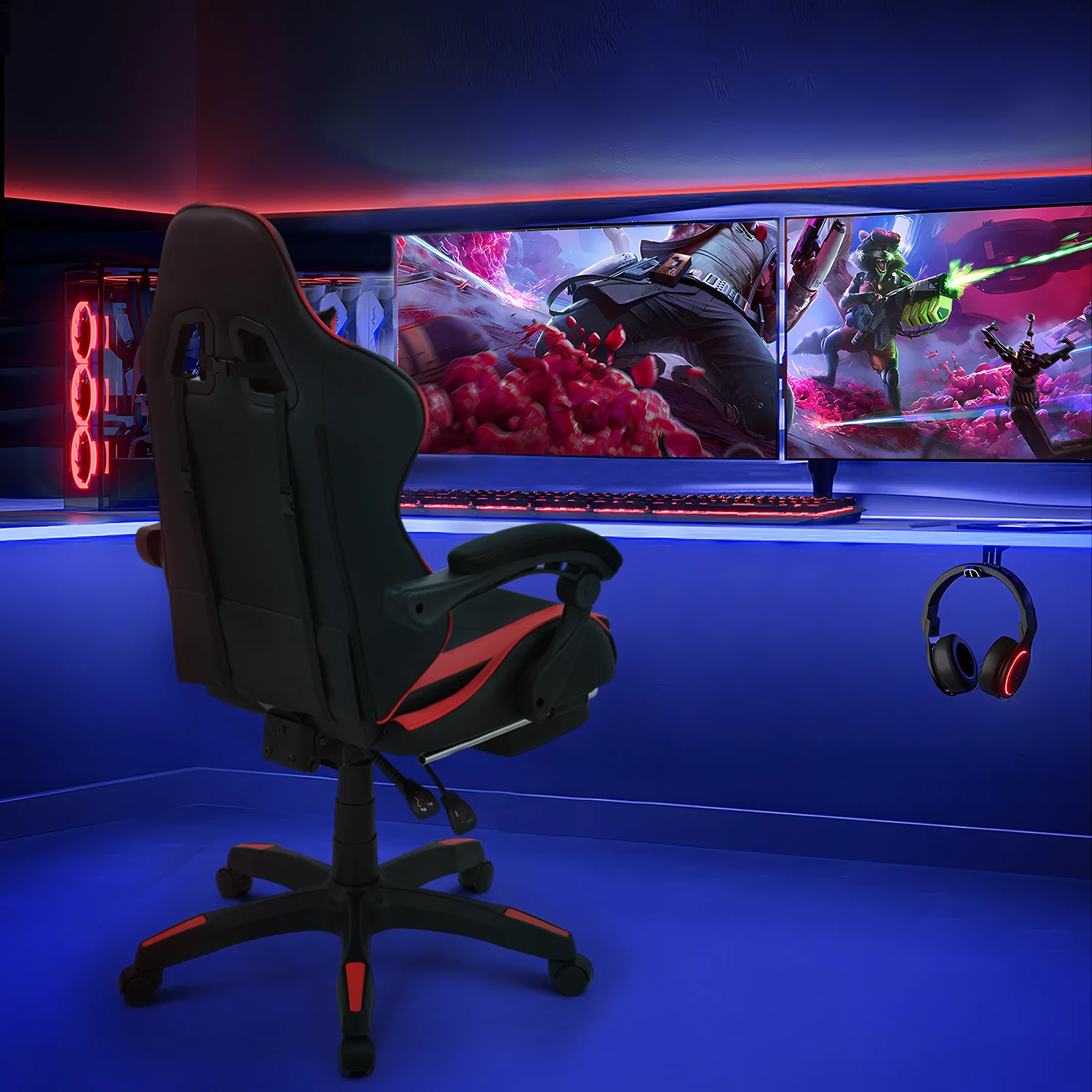 Magshion Adjustable Gaming Chair, Ergonomic PC Computer Seat with Headrest and Lumbar Support for Adults Teens Desk Chair, Black