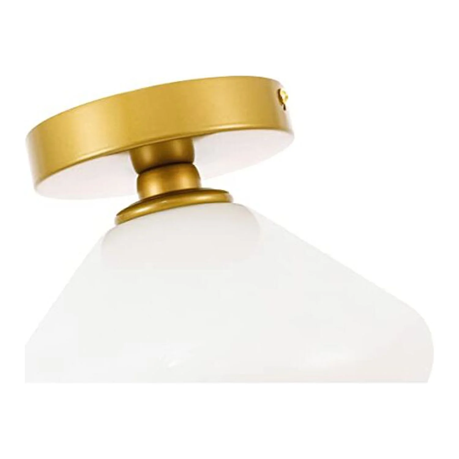 Gene 1 light Brass and Frosted white glass Flush mount