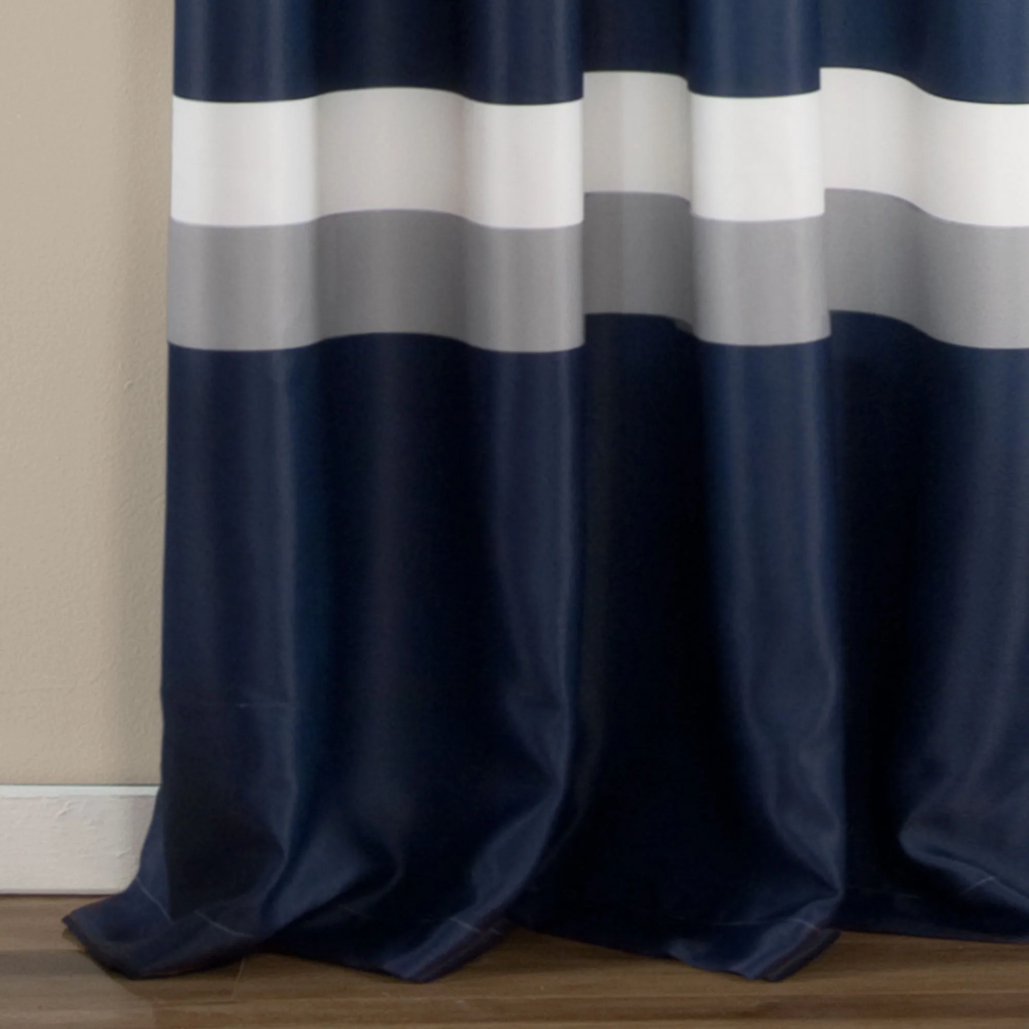 Lush Decor Modern Stripes Grommet Room Darkening Curtain Set, 52.0