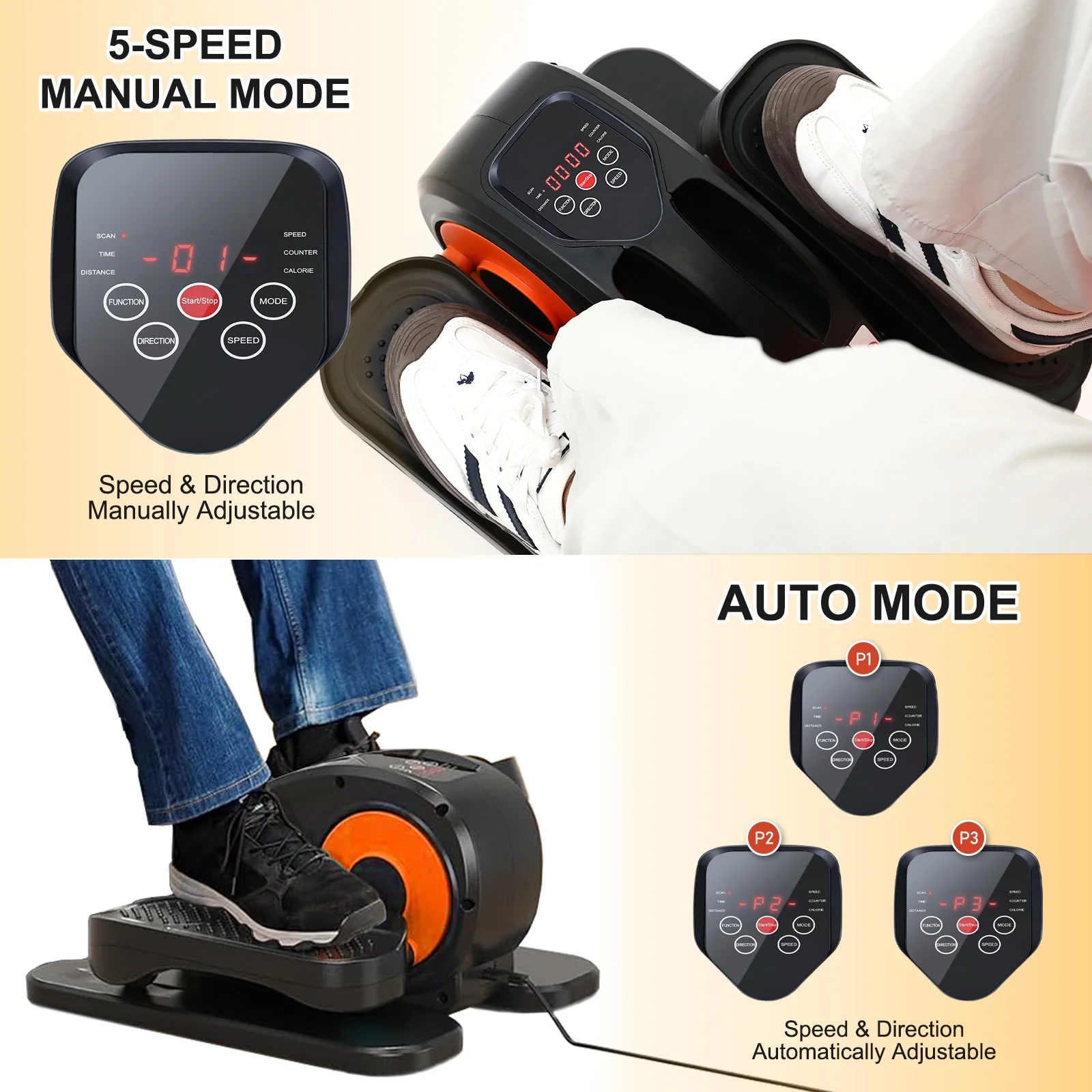Baokaler Under Desk Elliptical Exercise Machine, Electric Elipsefit Leg Exerciser while Sitting for Seniors,12 Adjustable Speeds with Remote Control