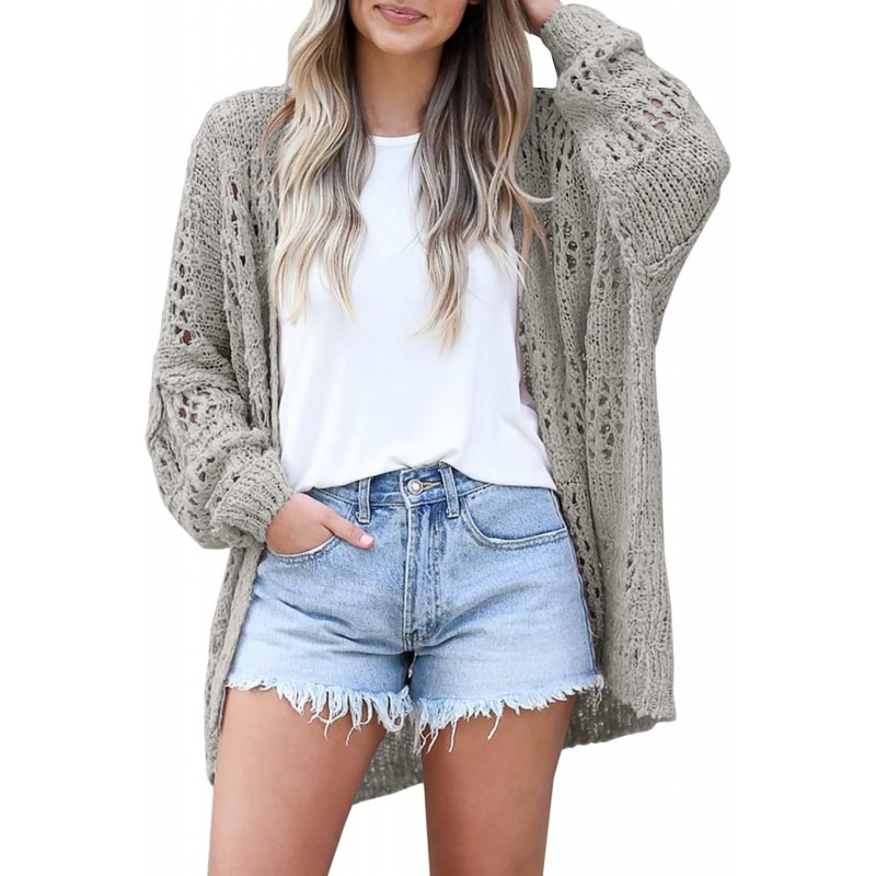 Women's Crochet Cardigan Sweater Kimonos Boho Solid