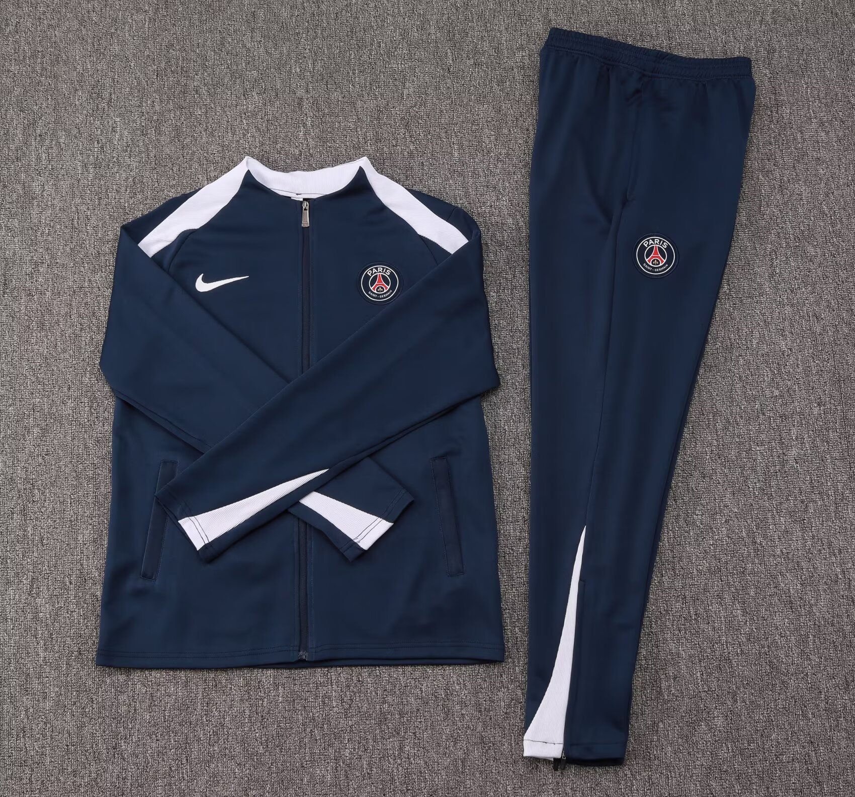 2024/2025 Psg Paris Saint-Germain Long Zipped Jacket Royal Blue Football Shirt 1:1 Thai Quality