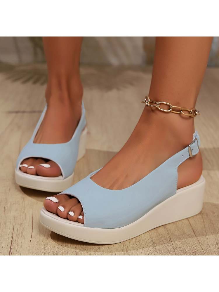 Solid Color Peep Toe Funky Wedges & Platform