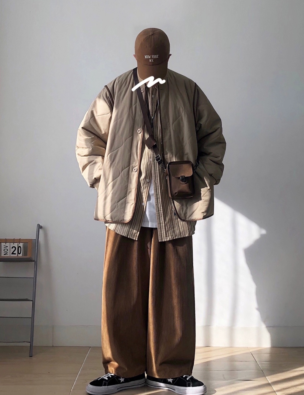 Baseball collar retro coat winter khaki cotton coat for men