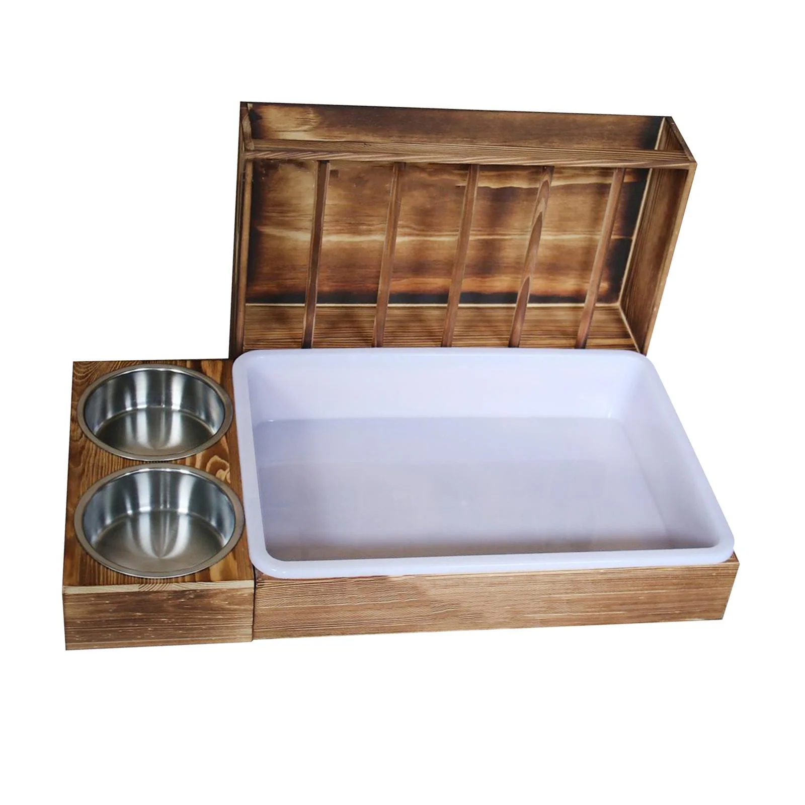 oshhni Rabbit Hay Feeder with 2 Bowls and Litter Box Cage Accessories Hay Container