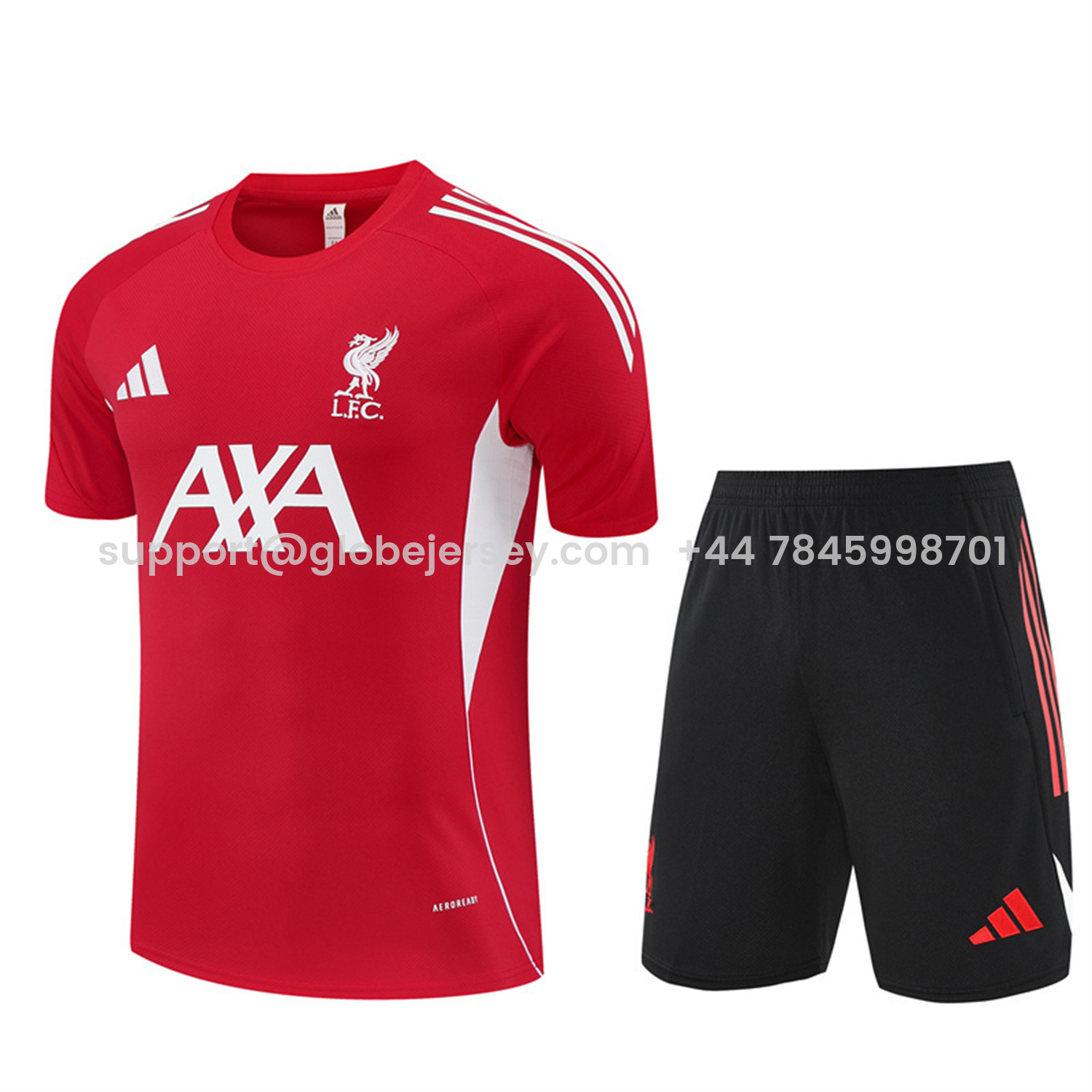 Liver.pool 25-26 Short-Sleeve Training Set - Red Top & Black Shorts