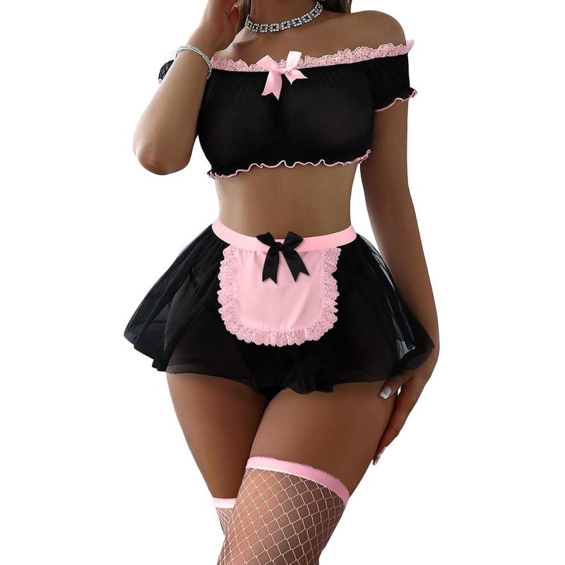 Sexy Stockings Mini Skirt Mesh Sheer Lace