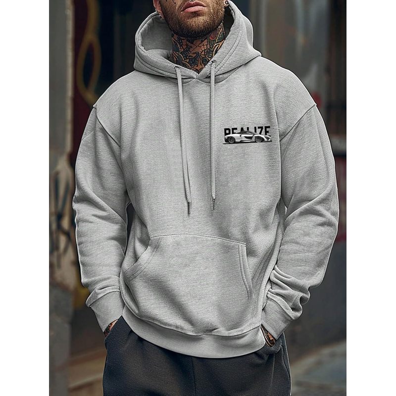 Men's Vintage Graphic Car Hoodies Long