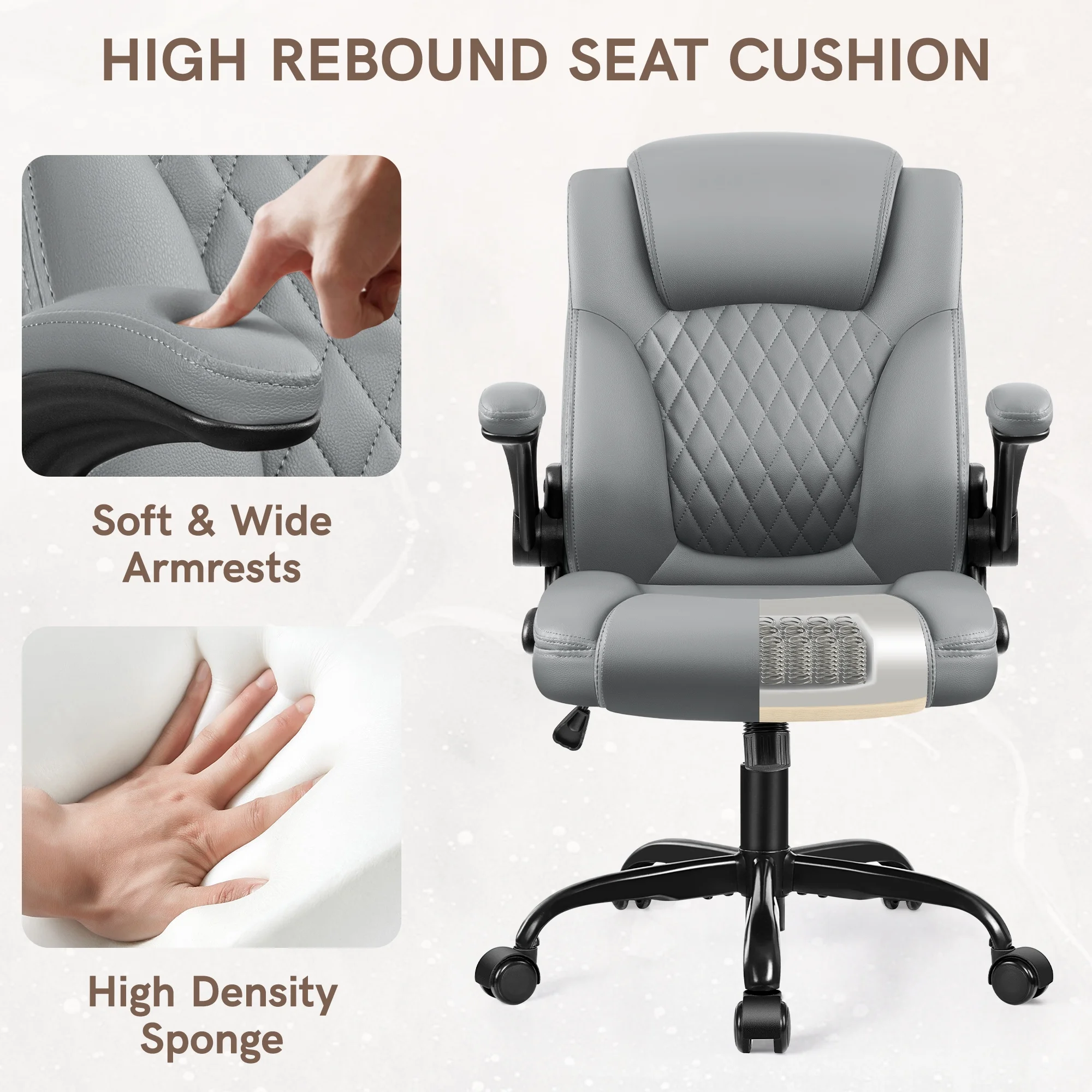 COOLHUT Leather Office Chair, Big and Tall Office Chair 400LBS Wide Seat Ergonomic Computer Desk Chair High Back Executive Leather Chair Adjustable Task Chair Lumbar Back with 8-Year Warranty, Black