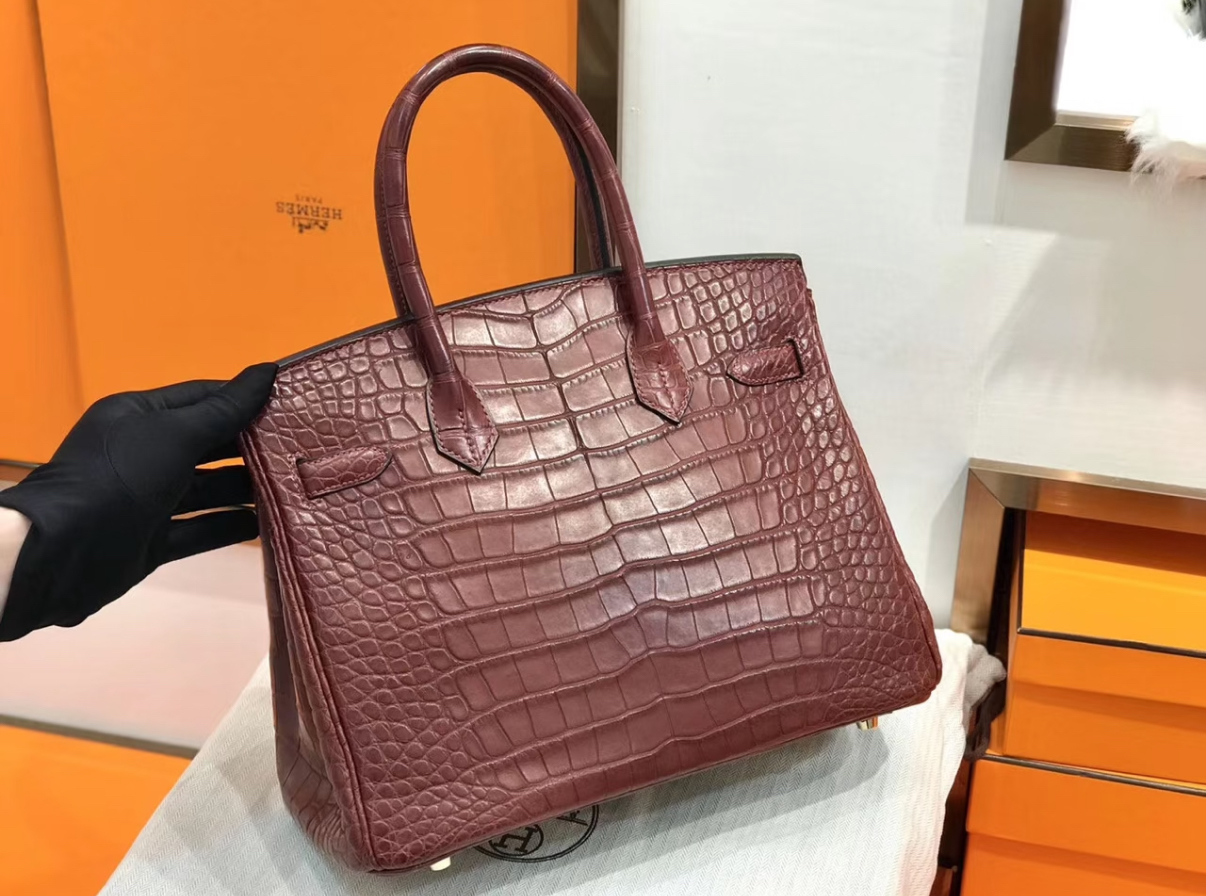 Hermès Birkin 25-30 Bordeaux Red Matte Alligator Leather Customization