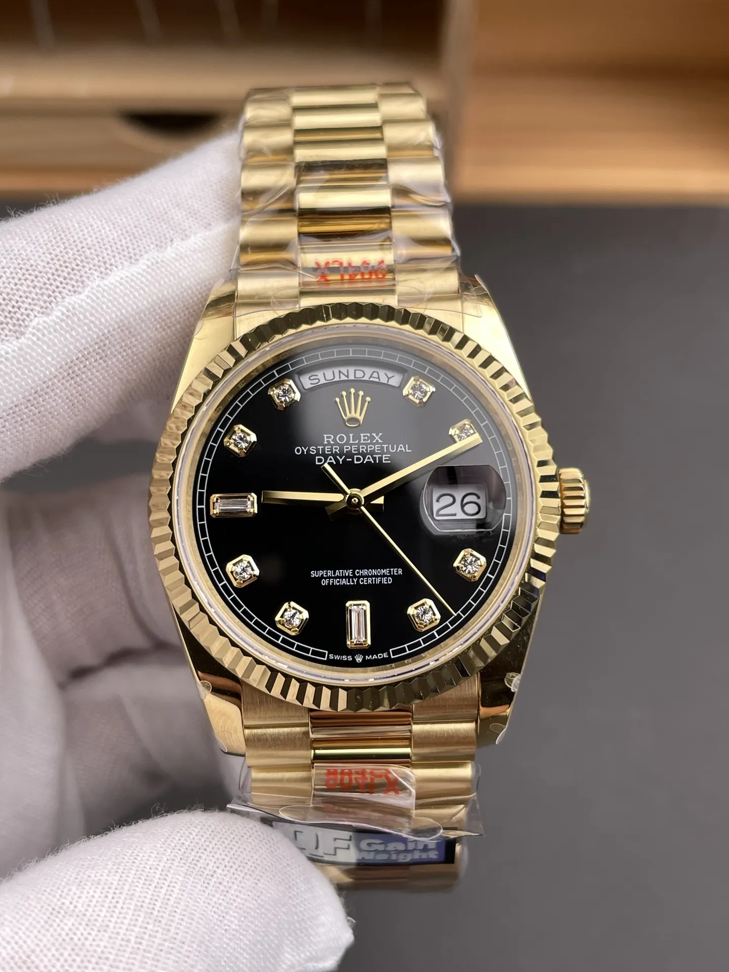 Rolex Day-Date Black Baguette Diamond 36mm