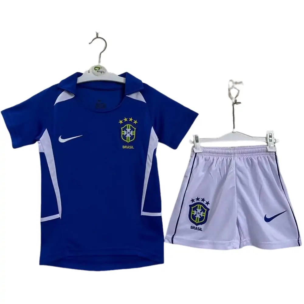2002 Brazil Away Retro Kids Jersey - Fans Edition
