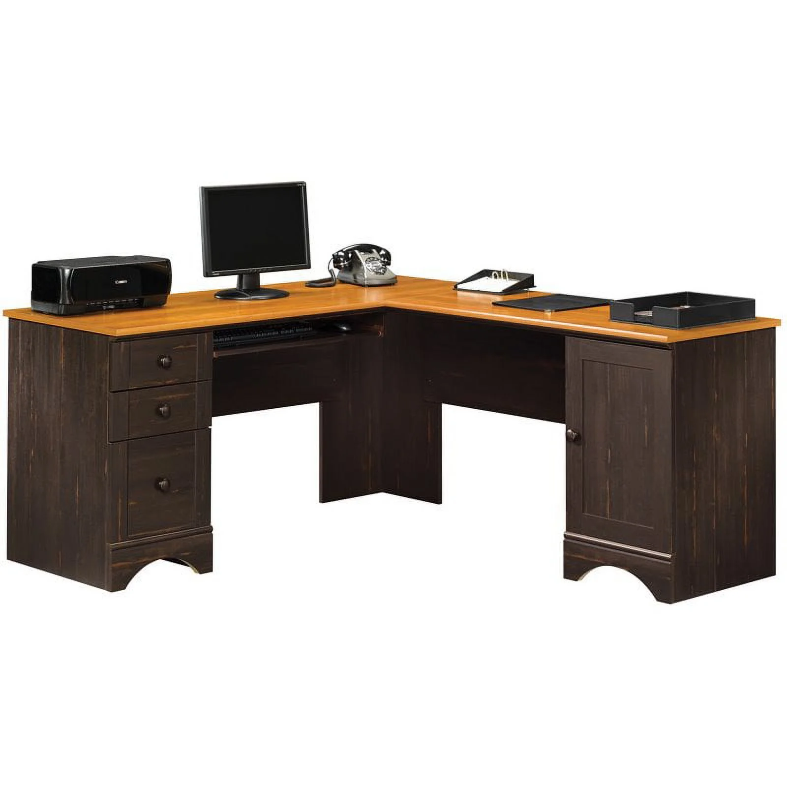 Pemberly Row Corner Computer Desk in Curado Cherry